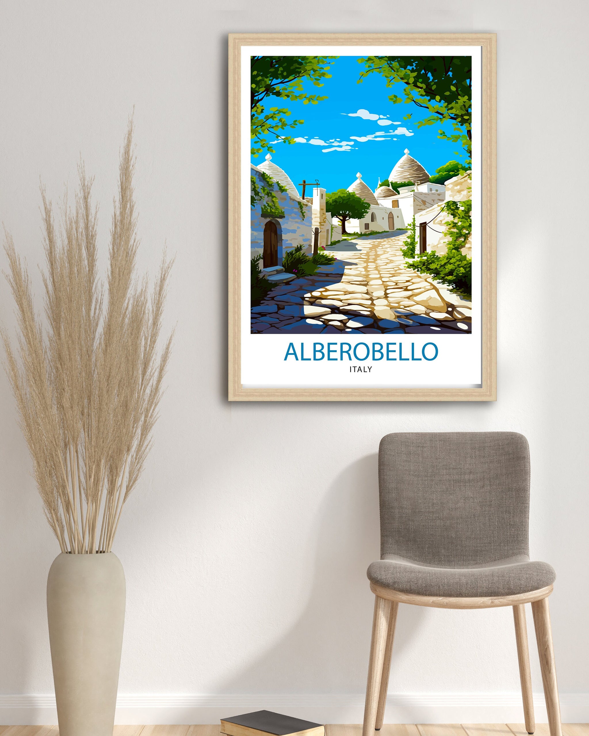 Alberobello Italy Travel Print Wall Decor, Italy Illustration Travel Poster, Alberobello Gift Italy Home Decor