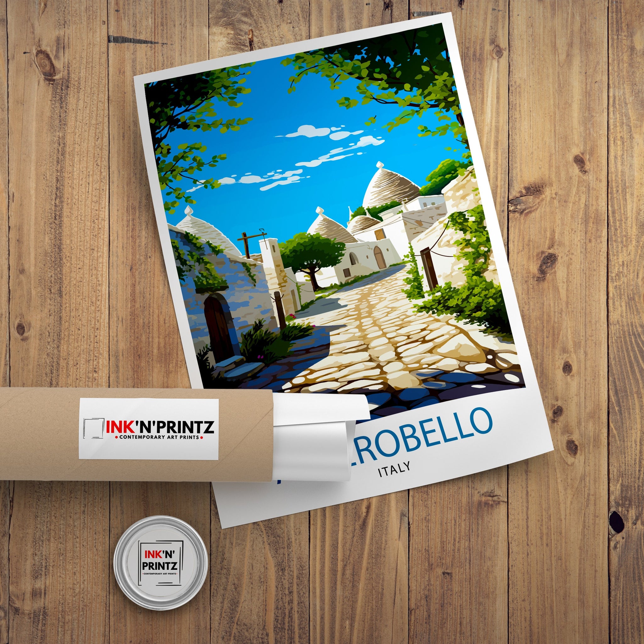 Alberobello Italy Travel Print Wall Decor, Italy Illustration Travel Poster, Alberobello Gift Italy Home Decor