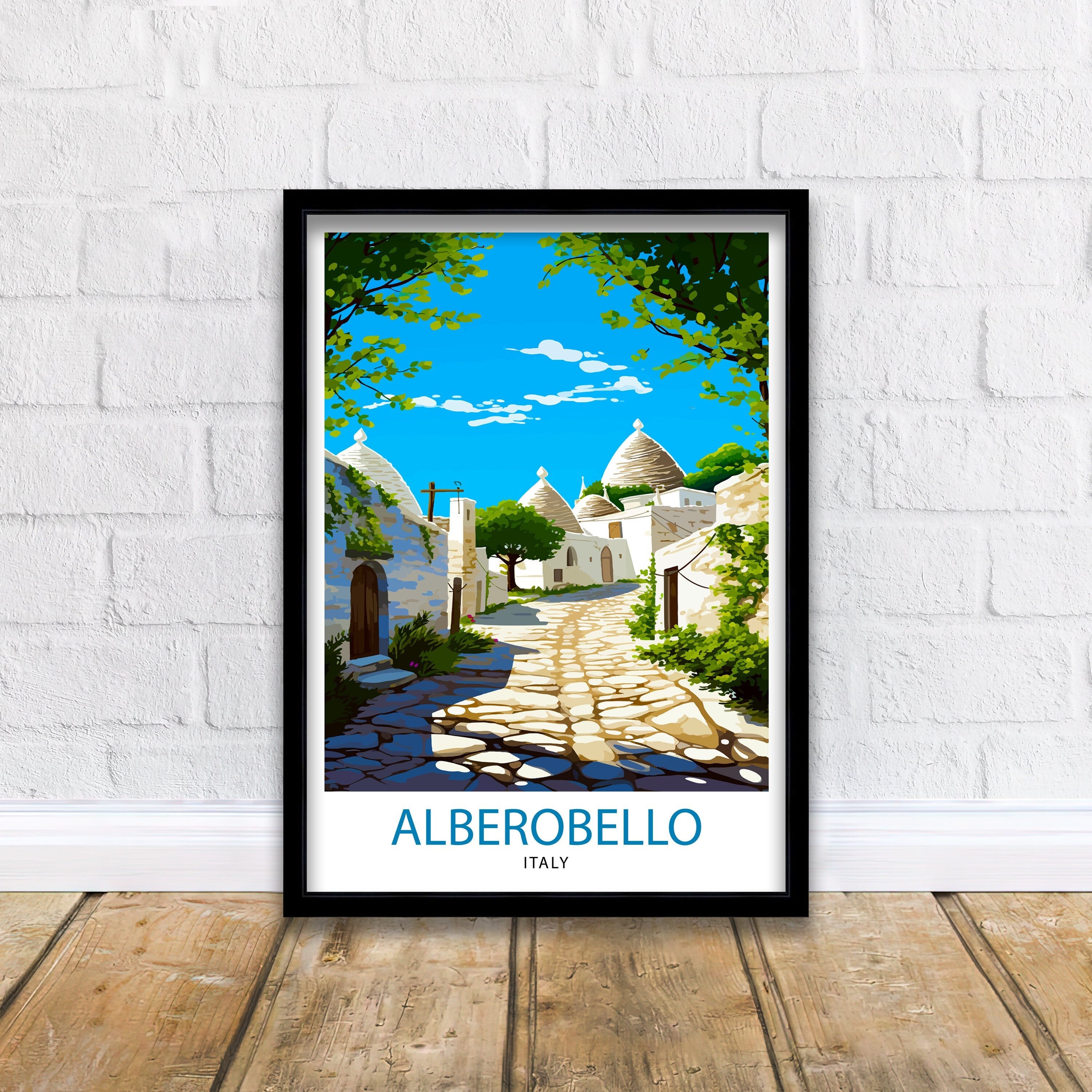 Alberobello Italy Travel Print Wall Decor, Italy Illustration Travel Poster, Alberobello Gift Italy Home Decor