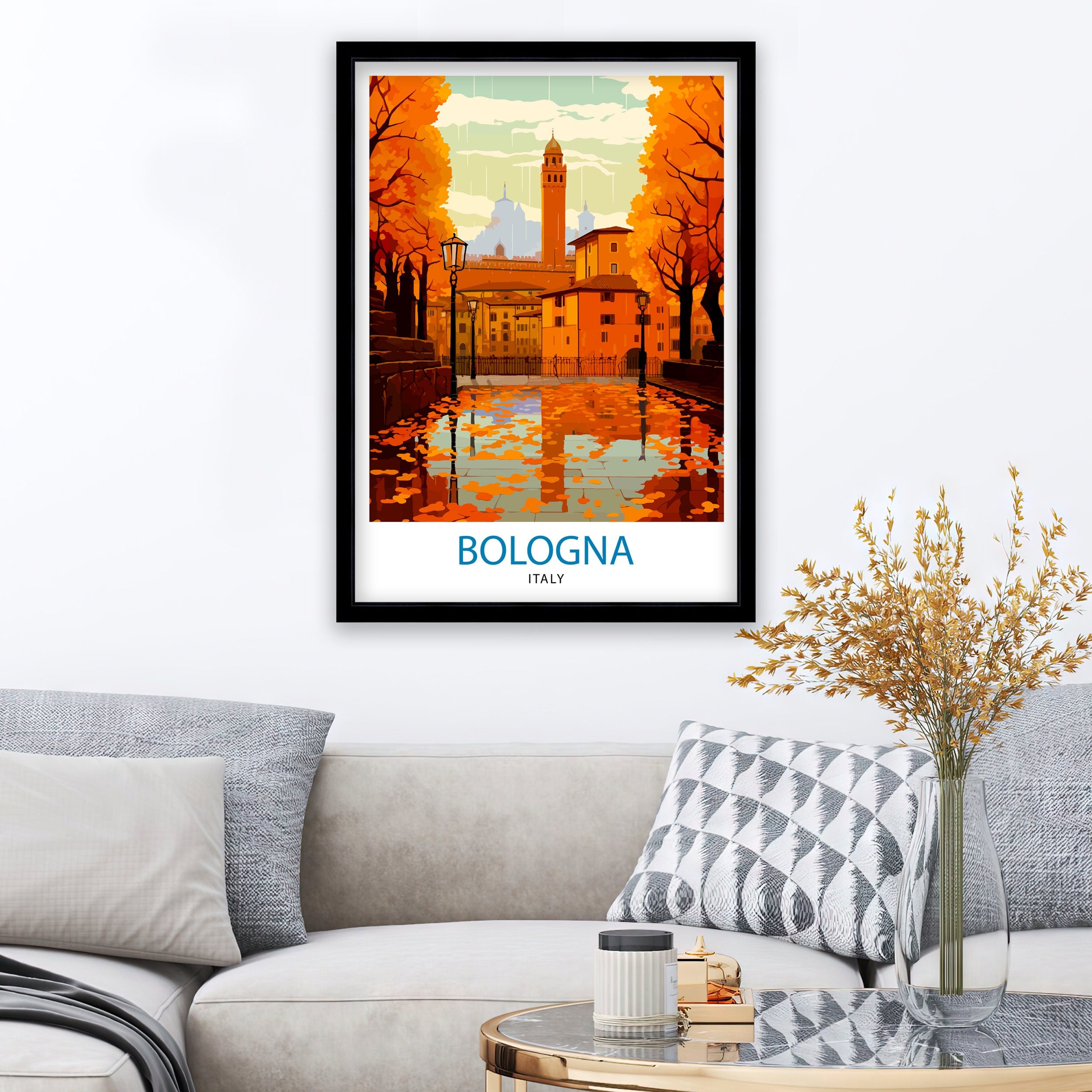Bologna Italy Travel Print Bologna Wall Decor Bologna Home Living Decor Italy Illustration Travel Poster Gift For Bologna Italy Home Decor