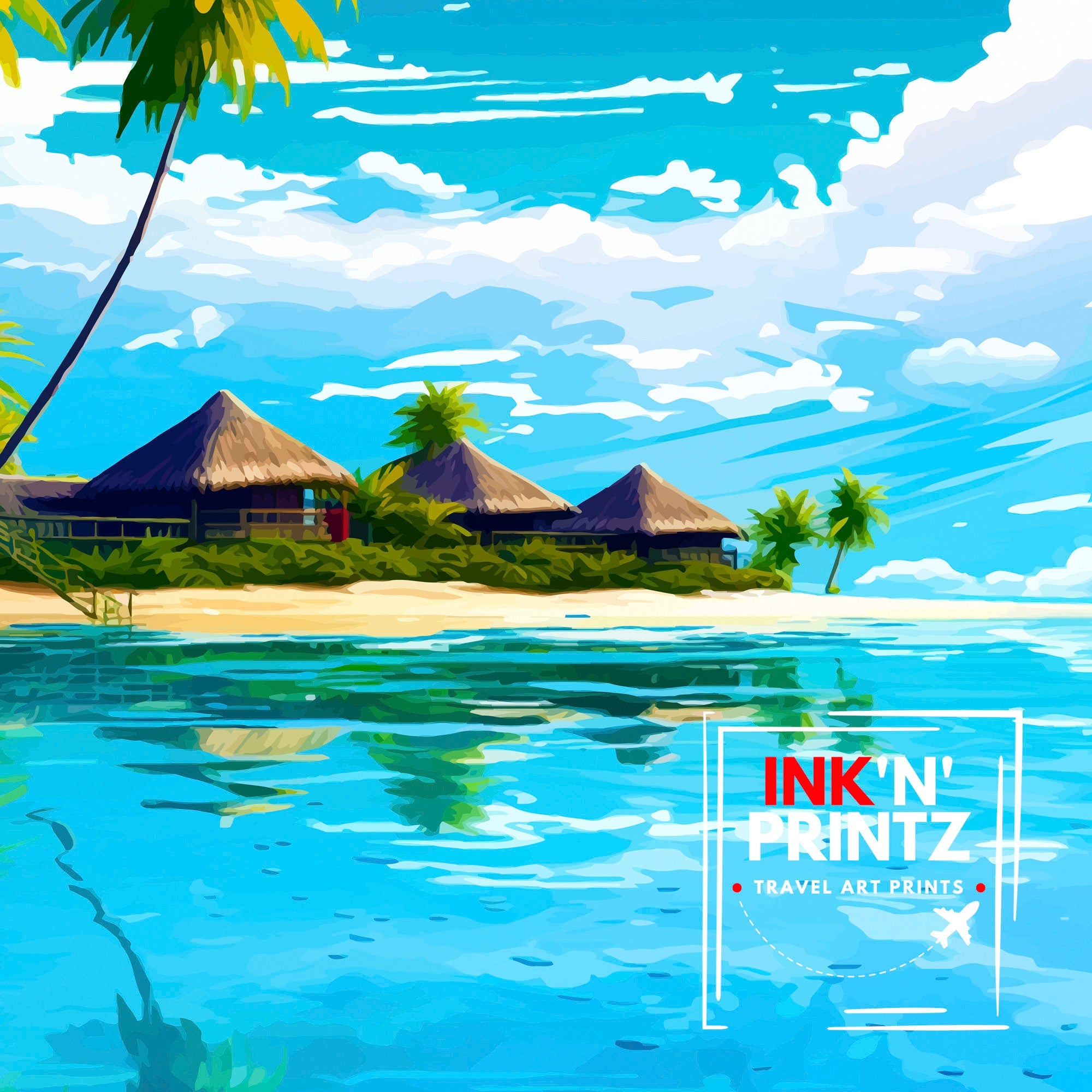 Bora Bora Travel Print | Travel Poster | French Polynesia | Bora Bora Print | Bora Bora | Bora Bora Wall Art | Travel Print | Bora Bora