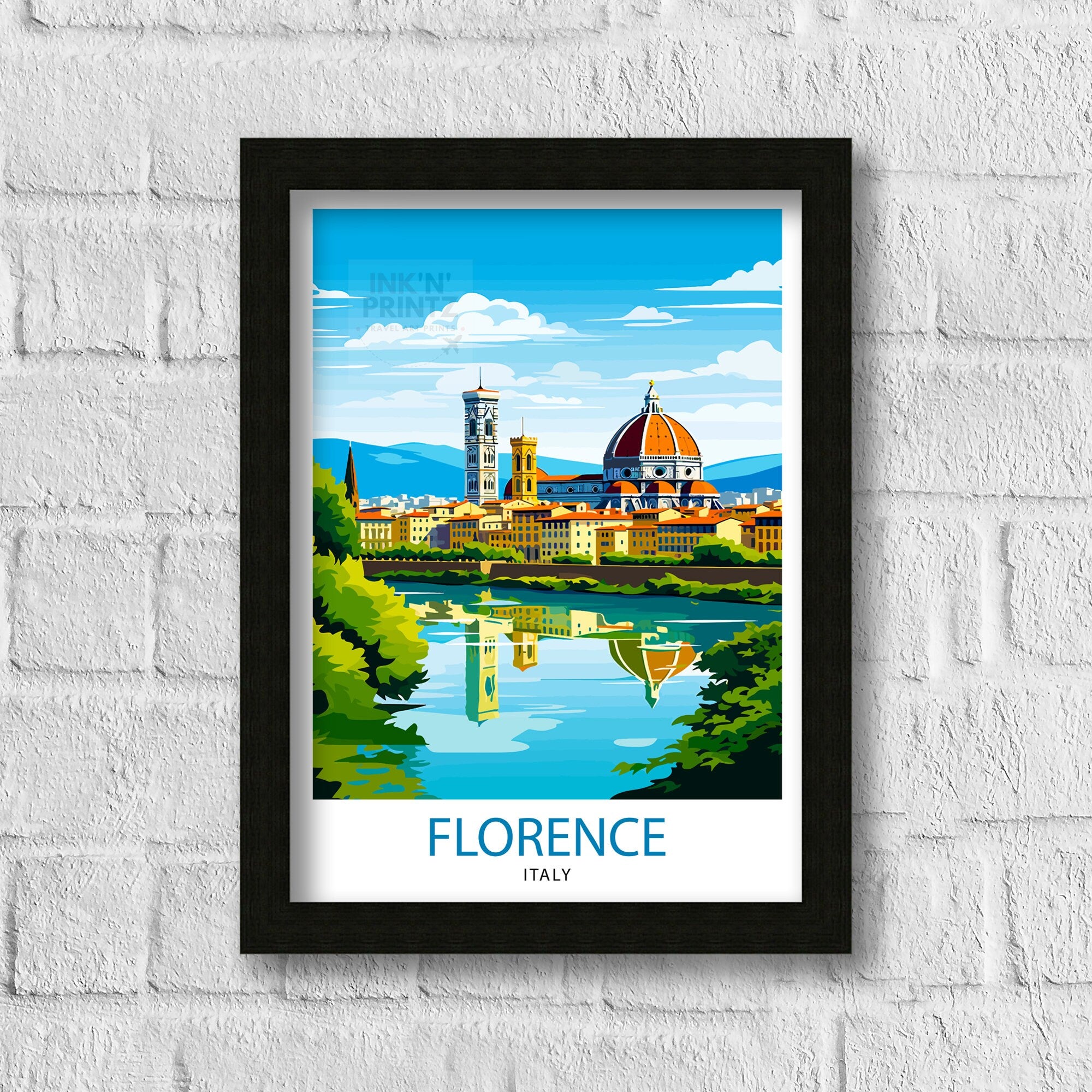 Florence Italy Travel Print Florence Wall Decor Florence Home Living Decor Florence Italy Illustration Travel Poster Gift for Florence
