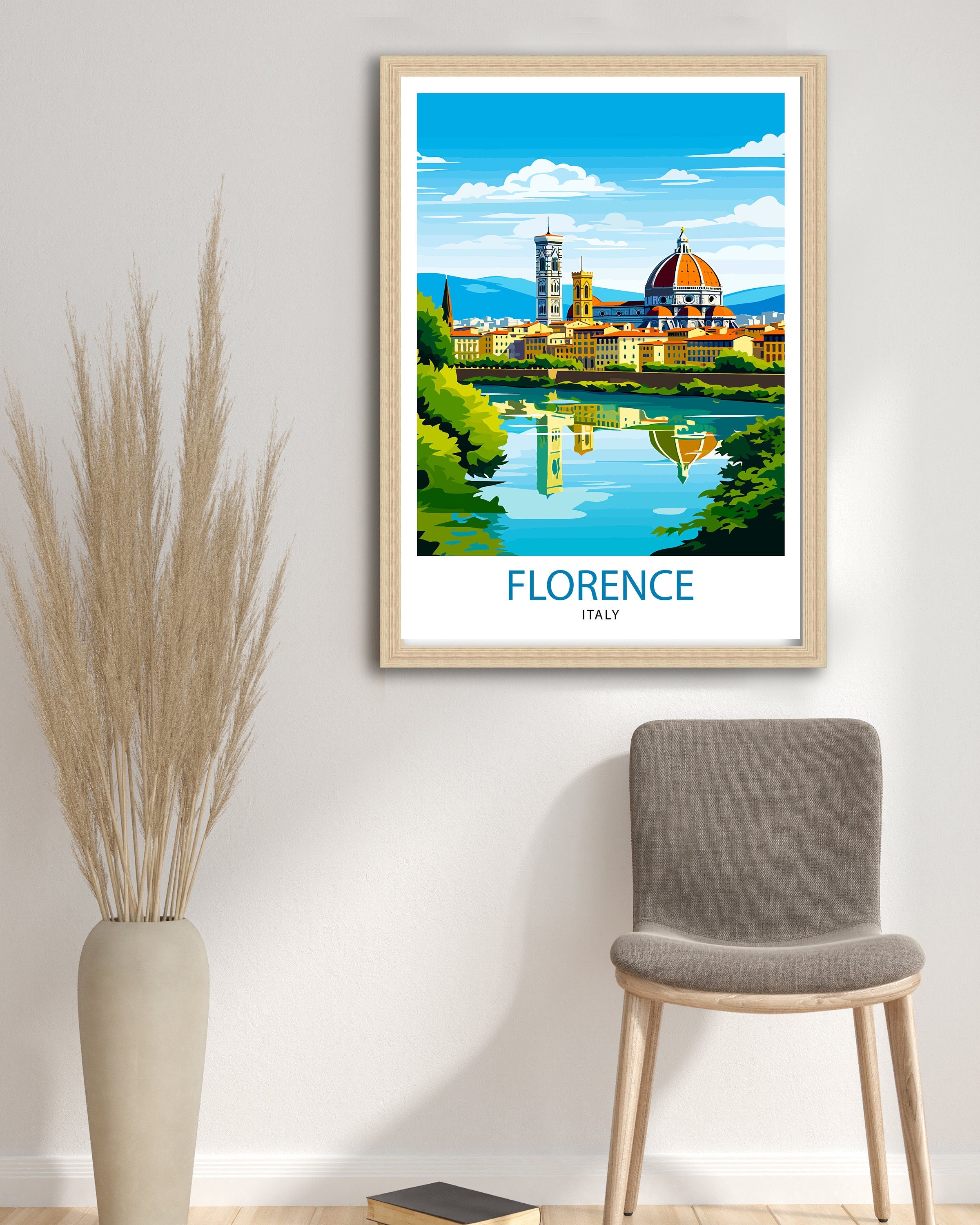 Florence Italy Travel Print Florence Wall Decor Florence Home Living Decor Florence Italy Illustration Travel Poster Gift for Florence