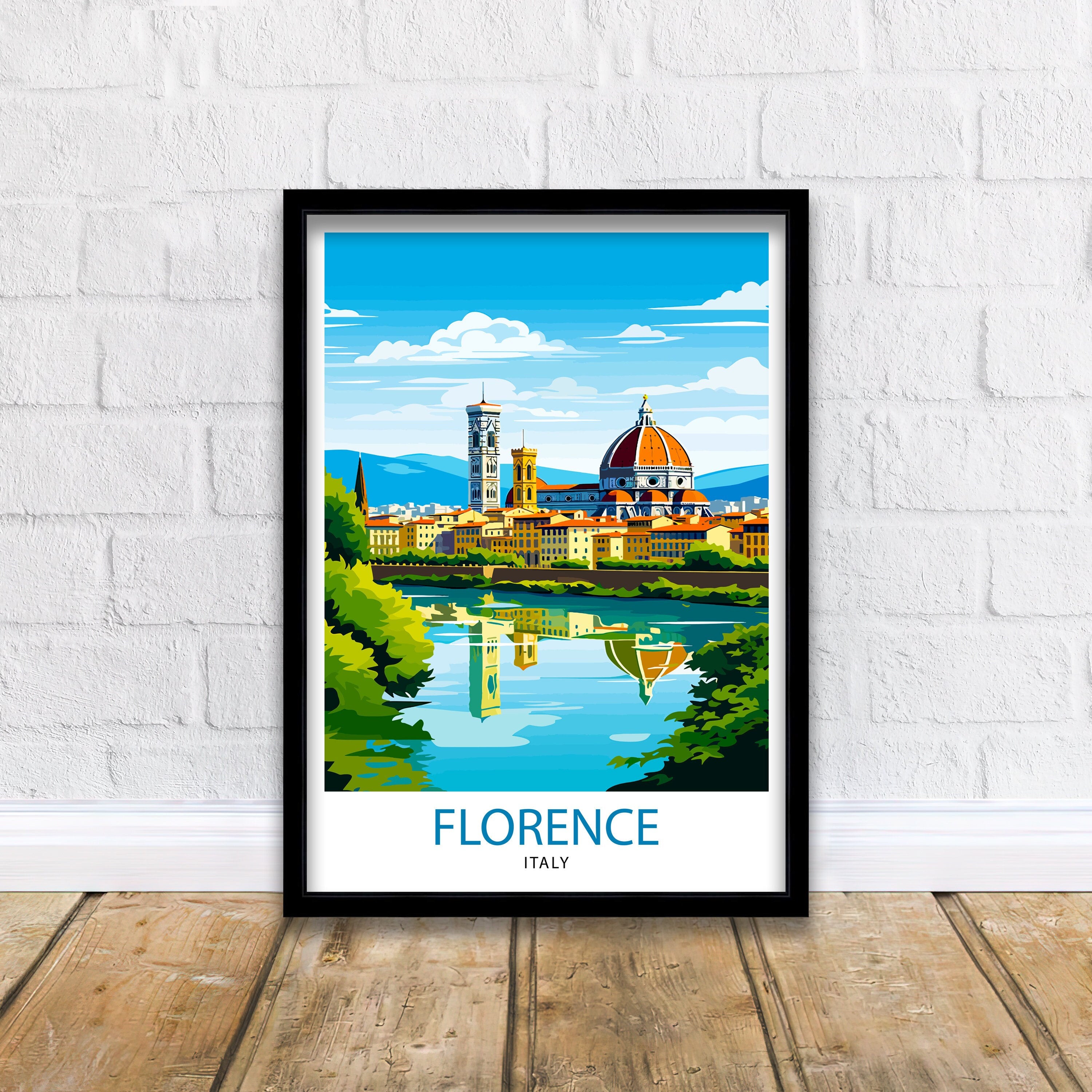 Florence Italy Travel Print Florence Wall Decor Florence Home Living Decor Florence Italy Illustration Travel Poster Gift for Florence
