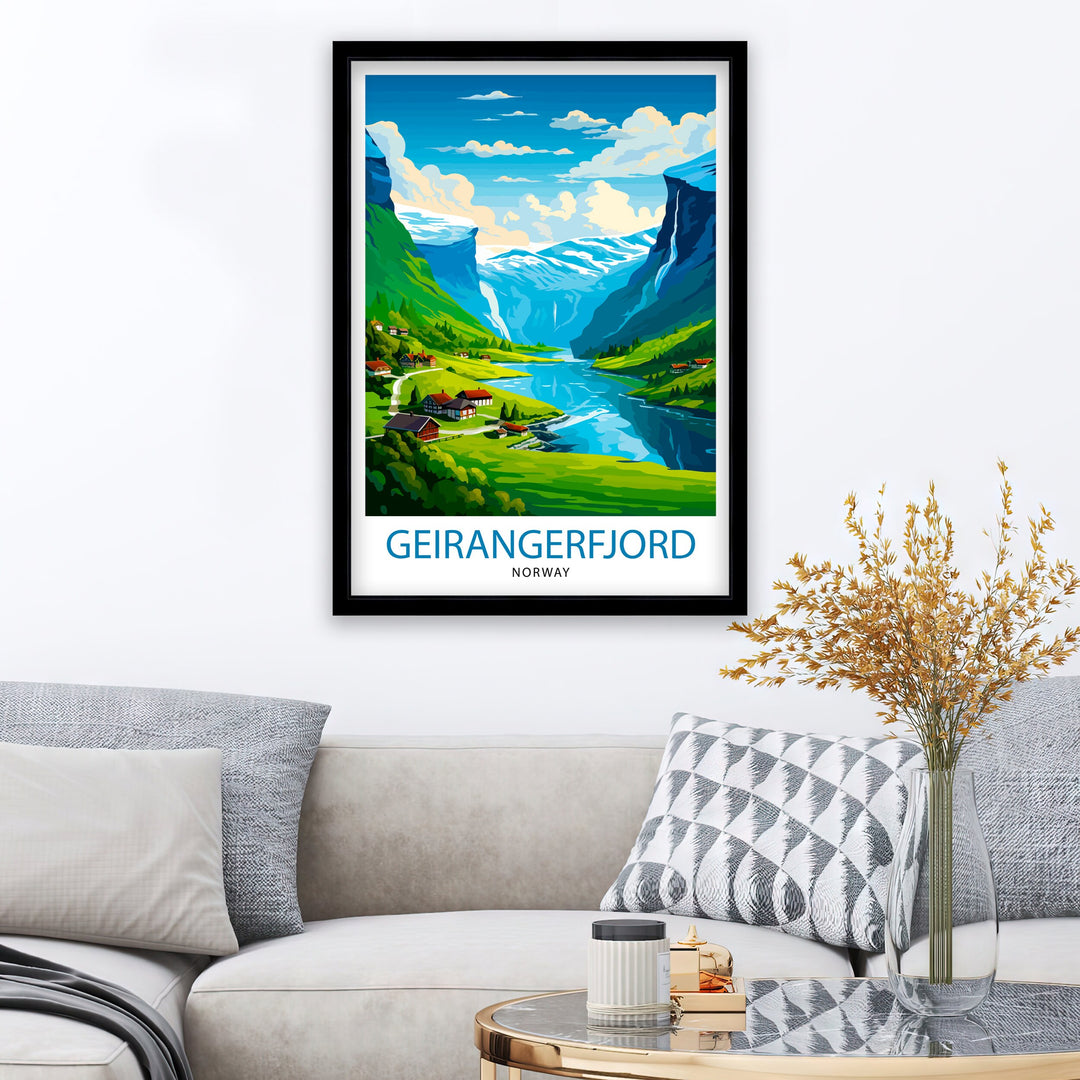 Geirangerfjord Norway Travel Poster Geirangerfjord