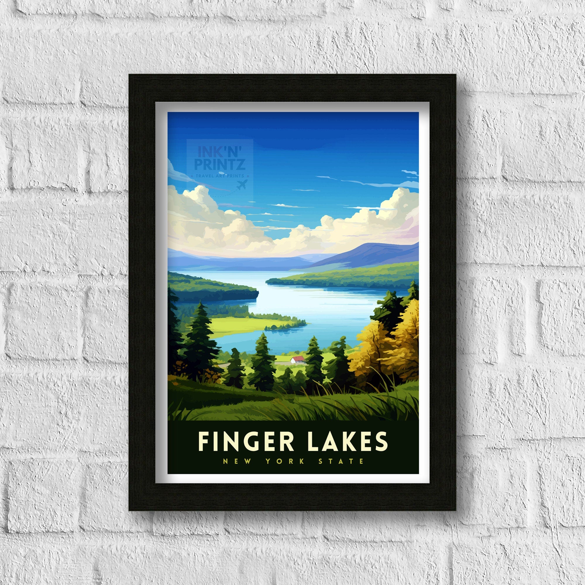 Finger Lakes New York State Travel Print| Finger Lakes Wall Decor Finger Lakes Poster New York State Travel Prints Finger Lakes Art Print