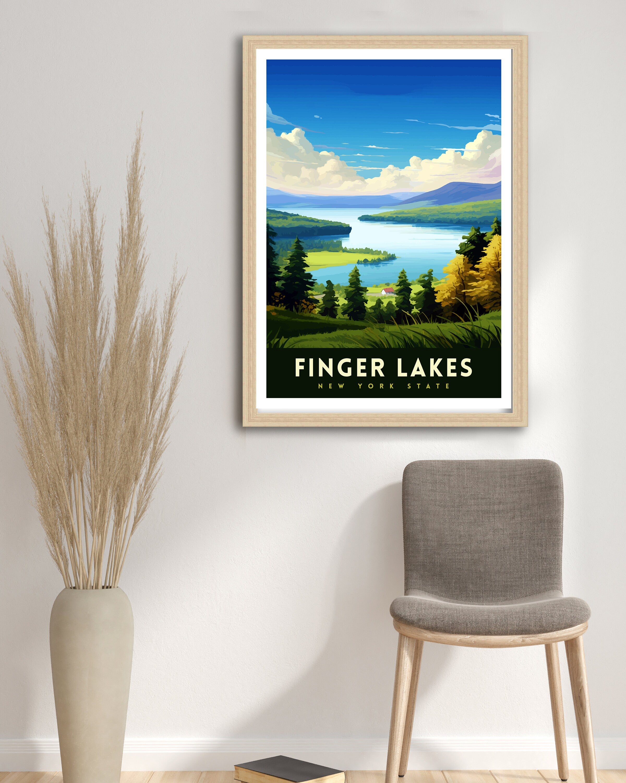 Finger Lakes New York State Travel Print| Finger Lakes Wall Decor Finger Lakes Poster New York State Travel Prints Finger Lakes Art Print