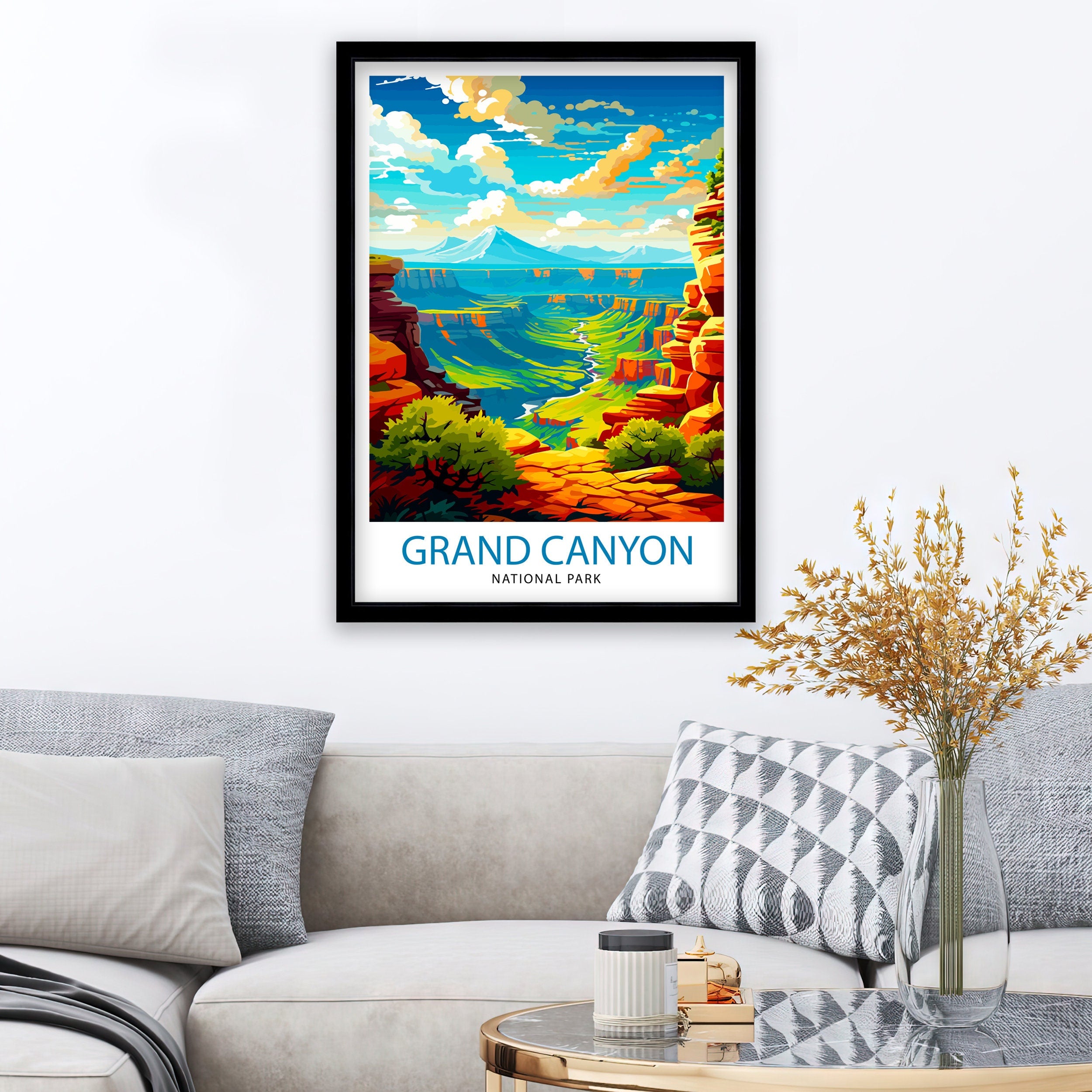 Grand Canyon Travel Print| Grand Canyon Wall Art Grand Canyon Decor Grand Canyon Illustration Travel Poster Gift For Grand Canyon