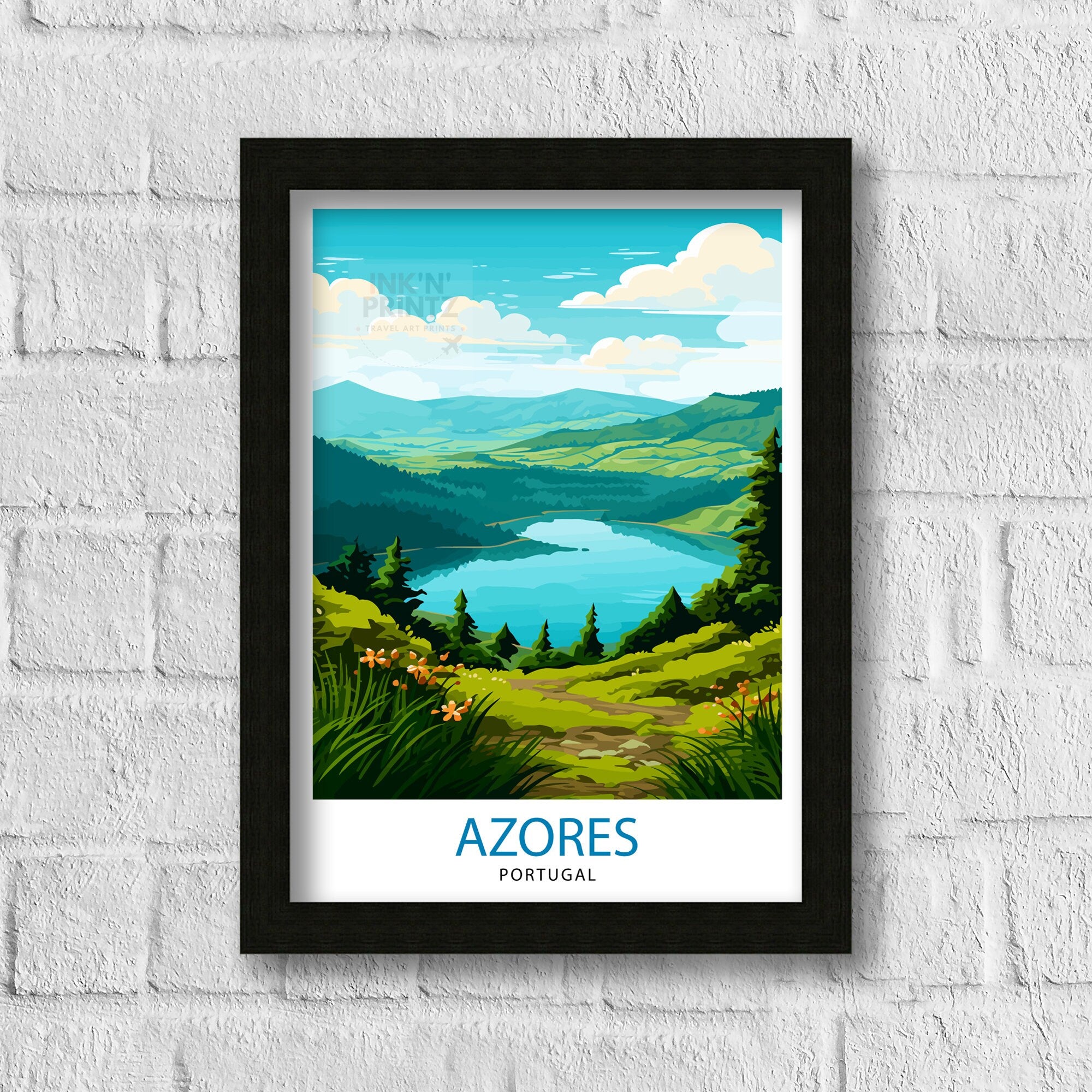 Azores Portugal Print Azores Wall Decor Azores Poster Azores Art Print Azores Wall Art Gift for Azores Travel Azores Home Decor