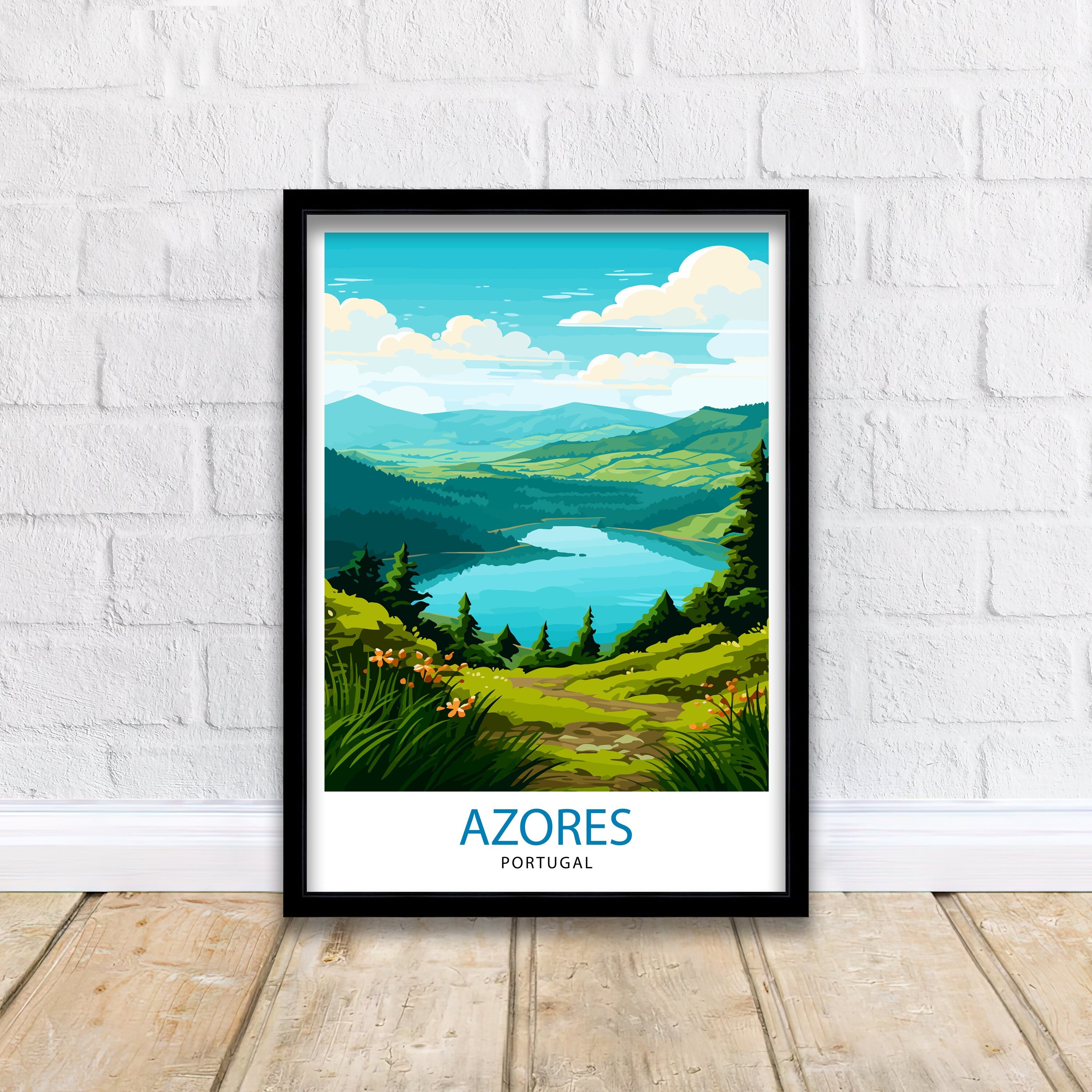 Azores Portugal Print Azores Wall Decor Azores Poster Azores Art Print Azores Wall Art Gift for Azores Travel Azores Home Decor