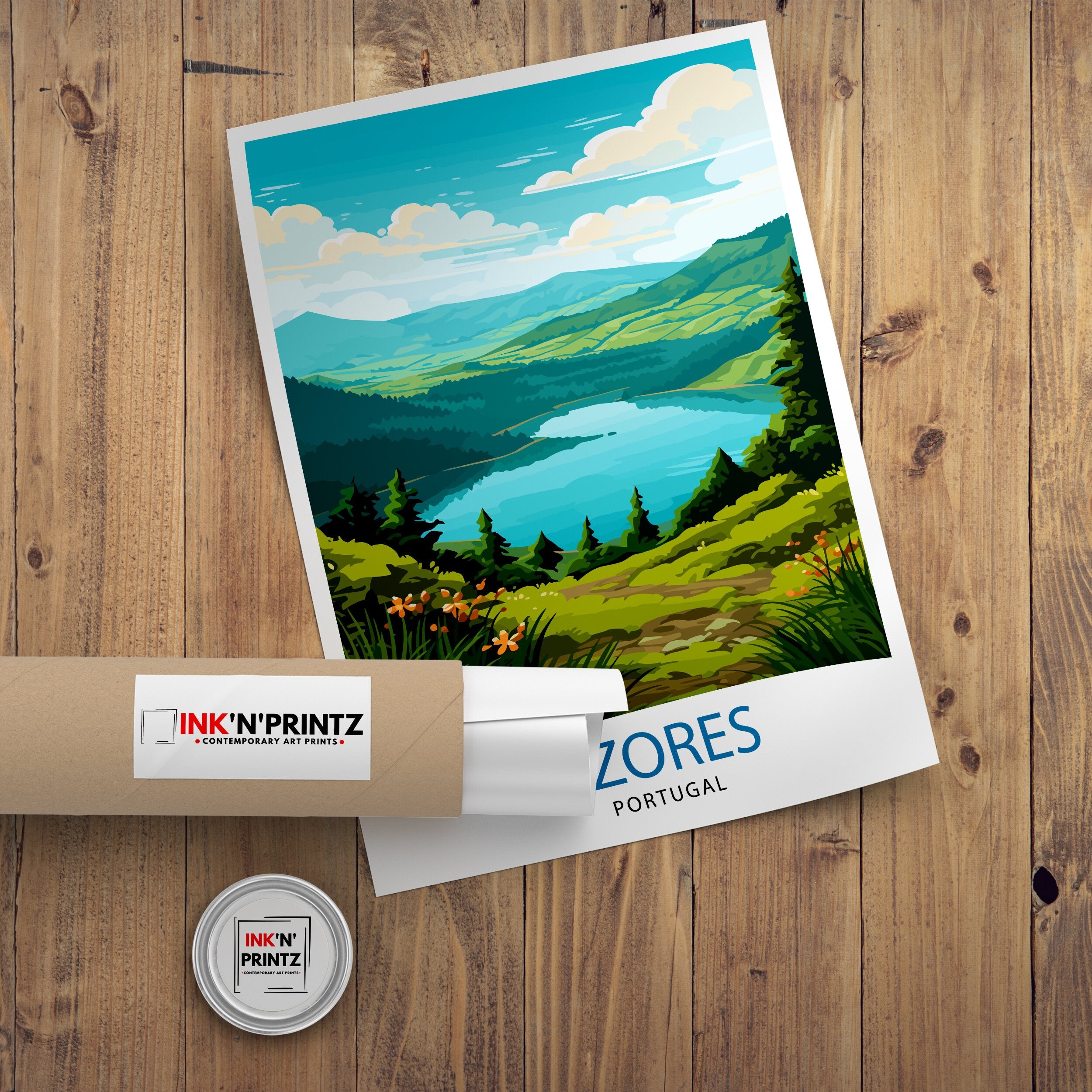 Azores Portugal Print Azores Wall Decor Azores Poster Azores Art Print Azores Wall Art Gift for Azores Travel Azores Home Decor