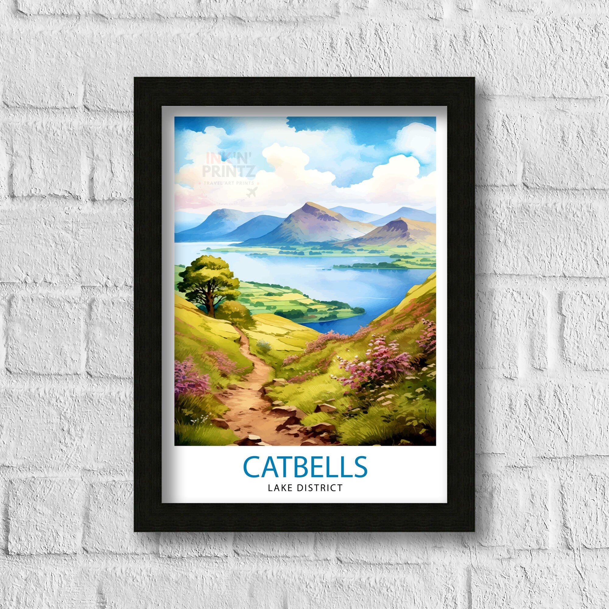 Cat Bells Cumbria Travel Print Wall Decor Home Living Decor Cumbria Illustration Travel Poster Gift For Hikers UK Home Decor