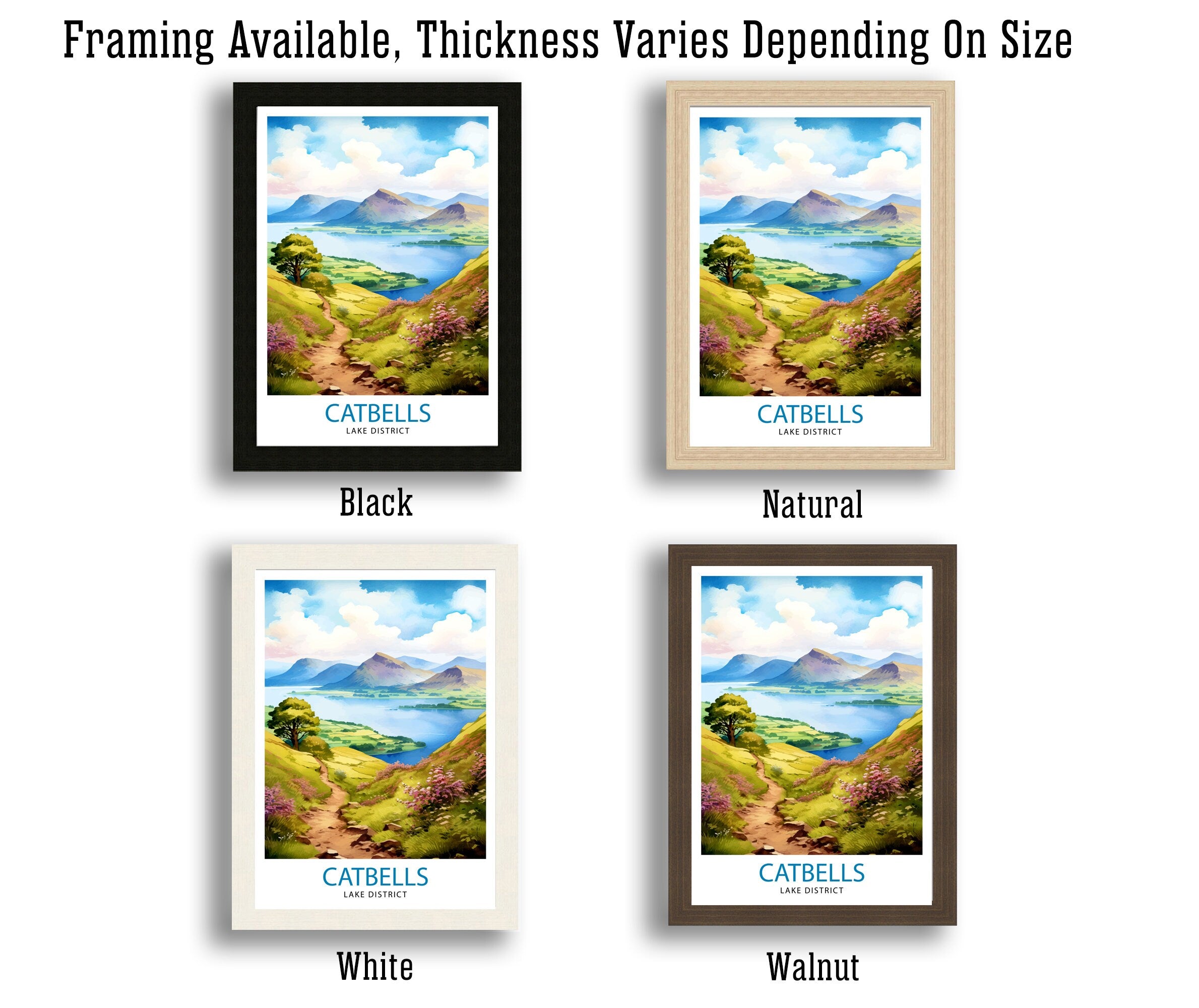 Cat Bells Cumbria Travel Print Wall Decor Home Living Decor Cumbria Illustration Travel Poster Gift For Hikers UK Home Decor