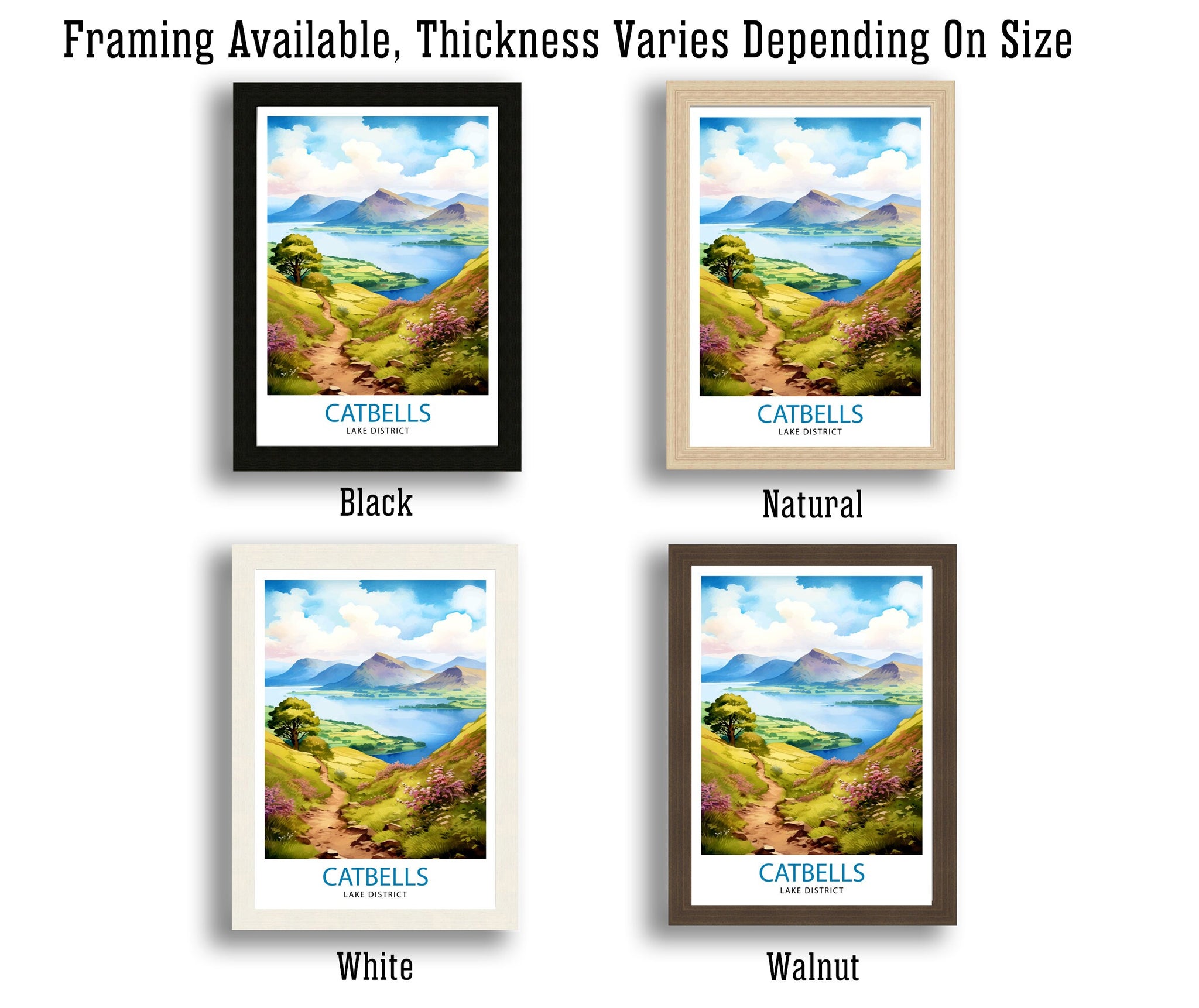 Cat Bells Cumbria Travel Print Wall Decor Home Living Decor Cumbria Illustration Travel Poster Gift For Hikers UK Home Decor