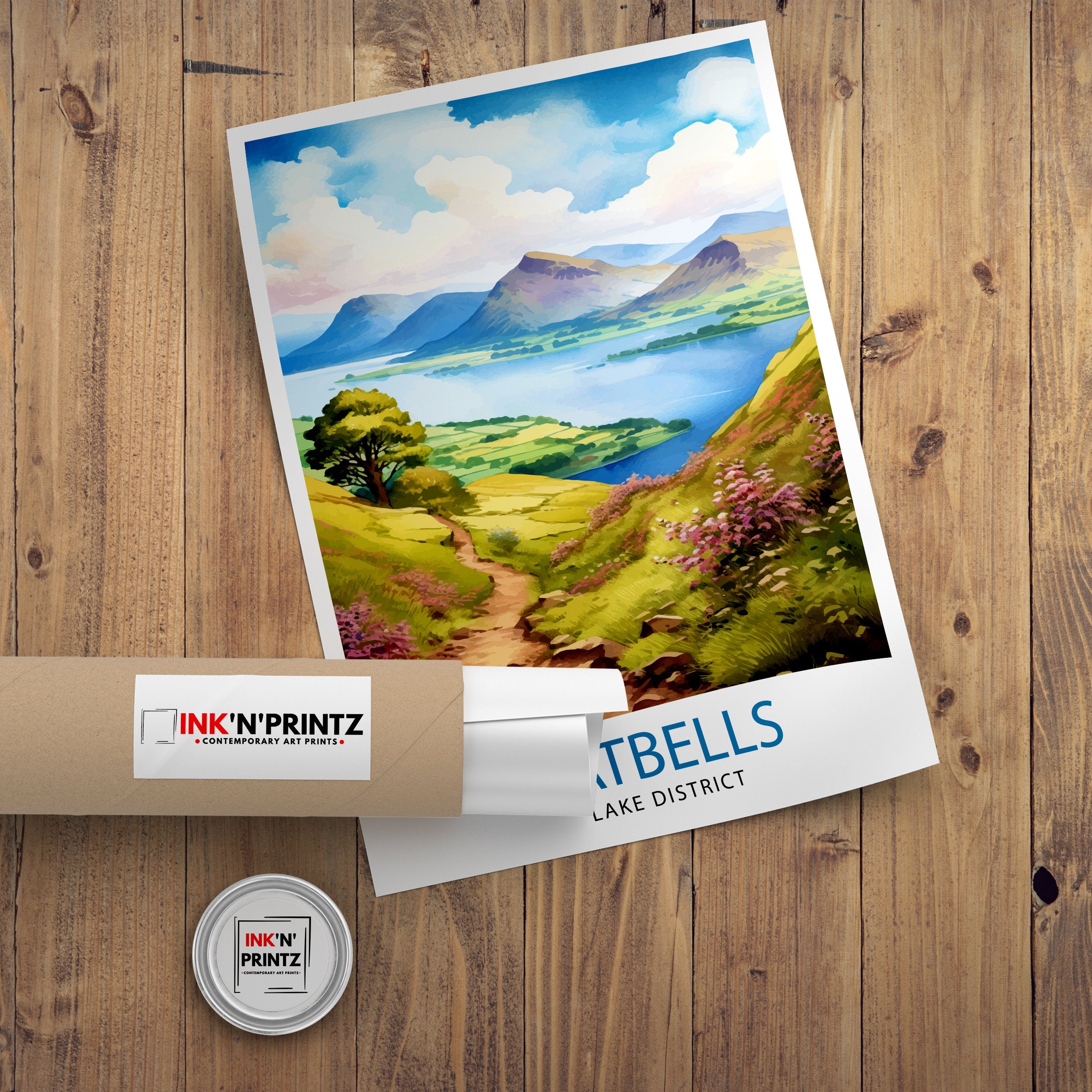 Cat Bells Cumbria Travel Print Wall Decor Home Living Decor Cumbria Illustration Travel Poster Gift For Hikers UK Home Decor