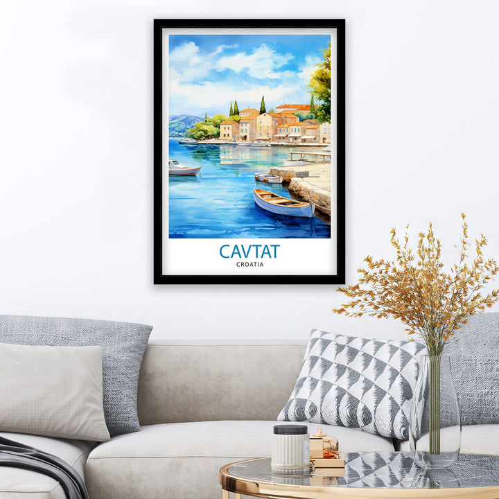 Cavtat Croatia Travel Poster Cavtat Wall Art Cavtat Illustration Croatia Travel Poster Cavtat Home Decor Cavtat Gift