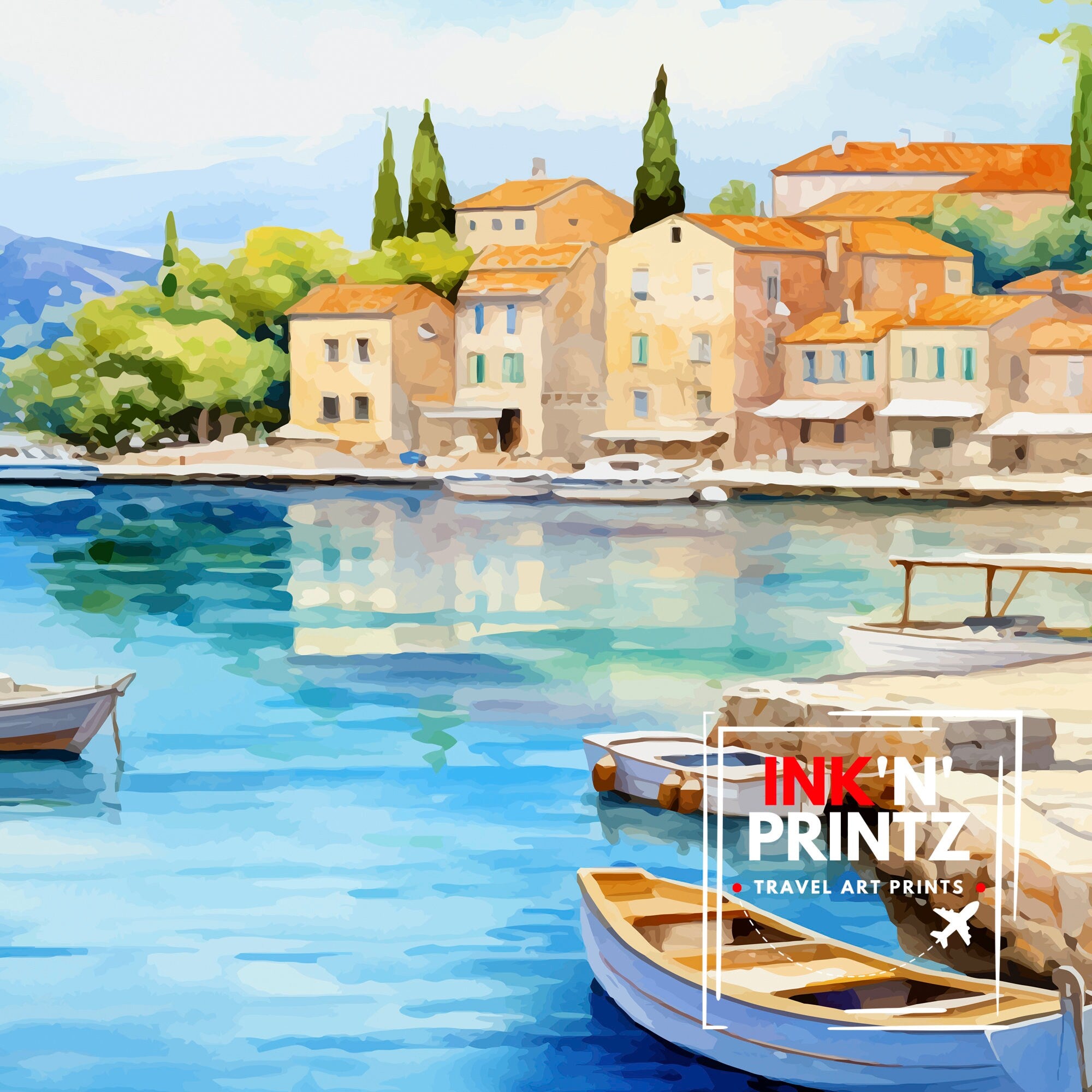 Cavtat Croatia Travel Print Cavtat Wall Art Cavtat Illustration Croatia Travel Poster Cavtat Home Decor Cavtat Gift