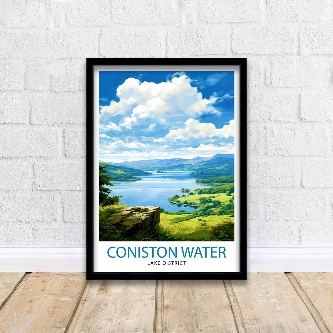 Coniston Water Lake District Travel Poster Lake District