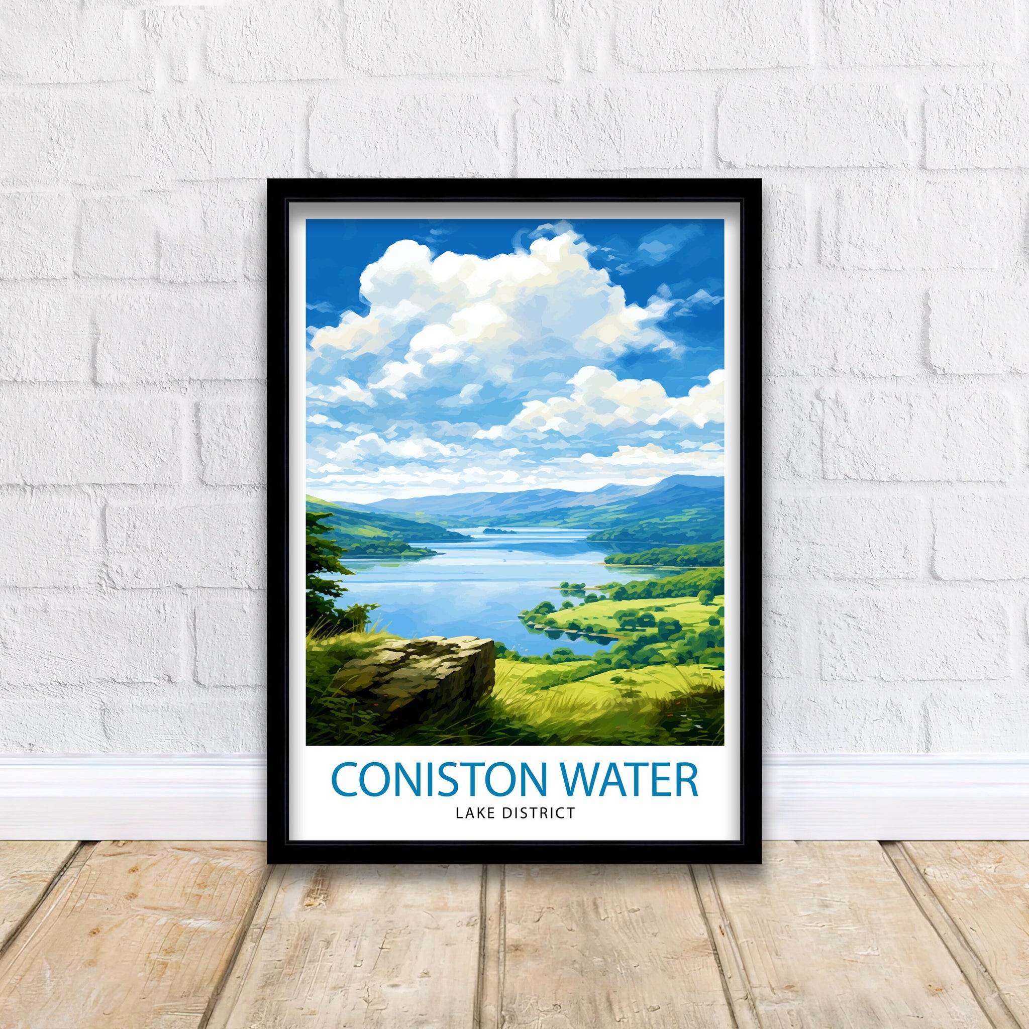 Coniston Water Lake District Travel Print Lake District Wall Decor Lake District Home Living Decor Coniston Water Illustration Travel Poster