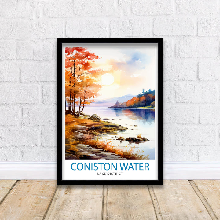 Coniston Water Lake District Travel Poster Lake District