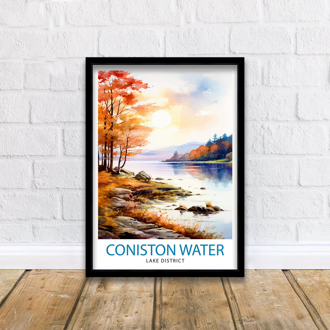 Coniston Water Lake District Travel Poster Lake District