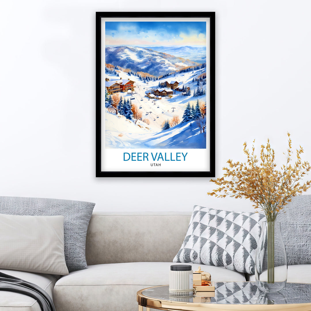 Deer Valley Ski Resort Print Deer Valley Ski Decor Deer Valley Poster Deer Valley Art Print Deer Valley Wall Art Gift for Deer Valley Skiers