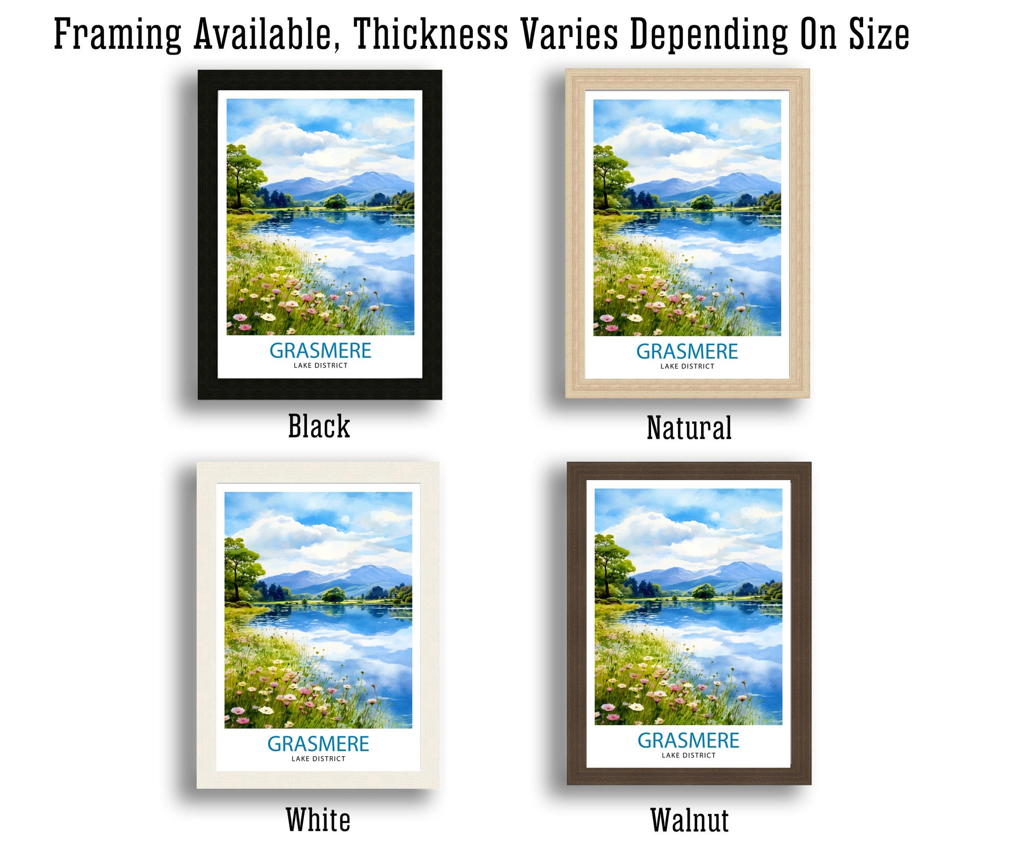 Grasmere Lake District Travel Print Grasmere Wall Decor Grasmere Home Living Decor Grasmere Illustration Travel Poster Gift For Grasmere