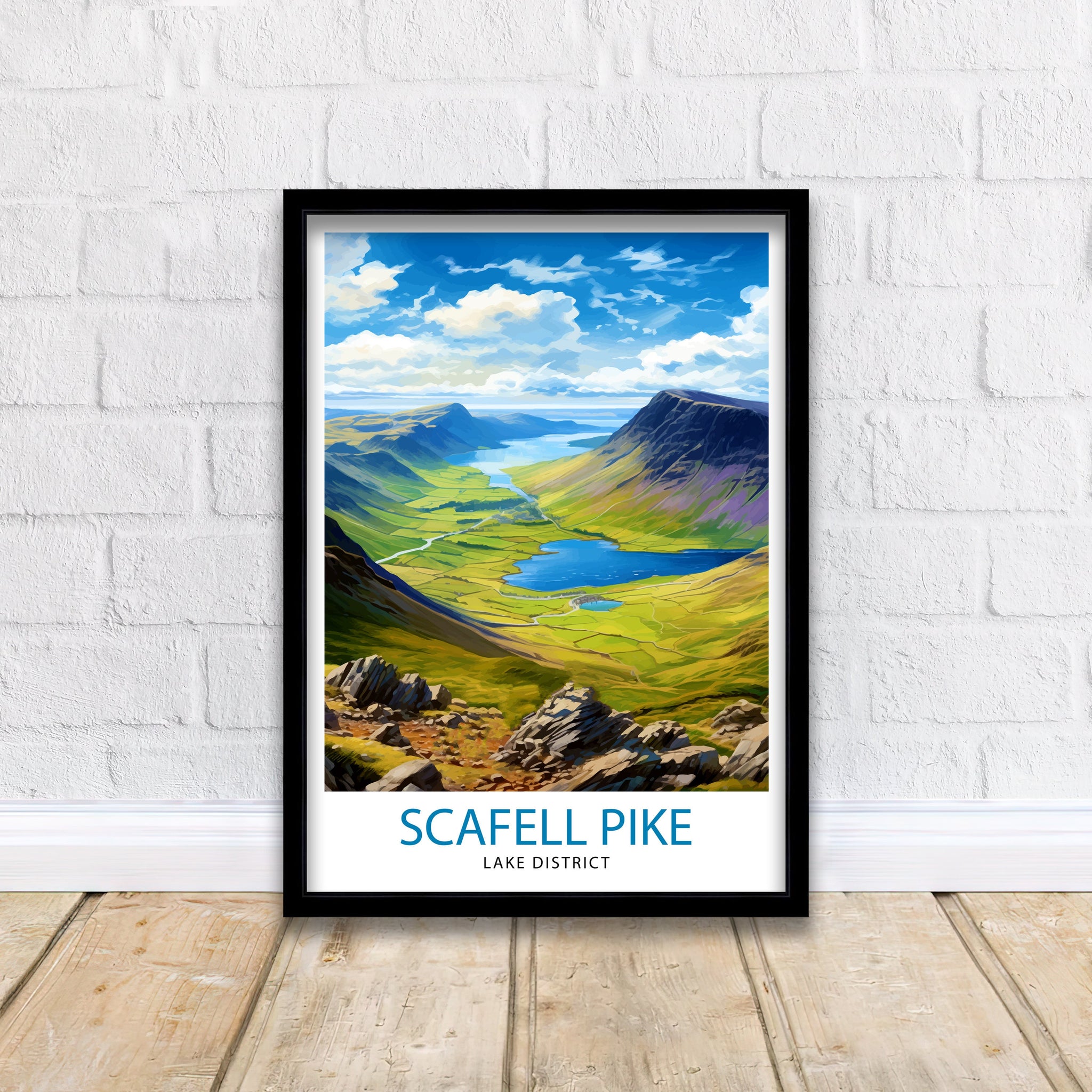 Scafell Pike Travel Print Lake District Wall Art Scafell Pike Illustration England Travel Poster Gift for Hikers Mountain Wall Decor