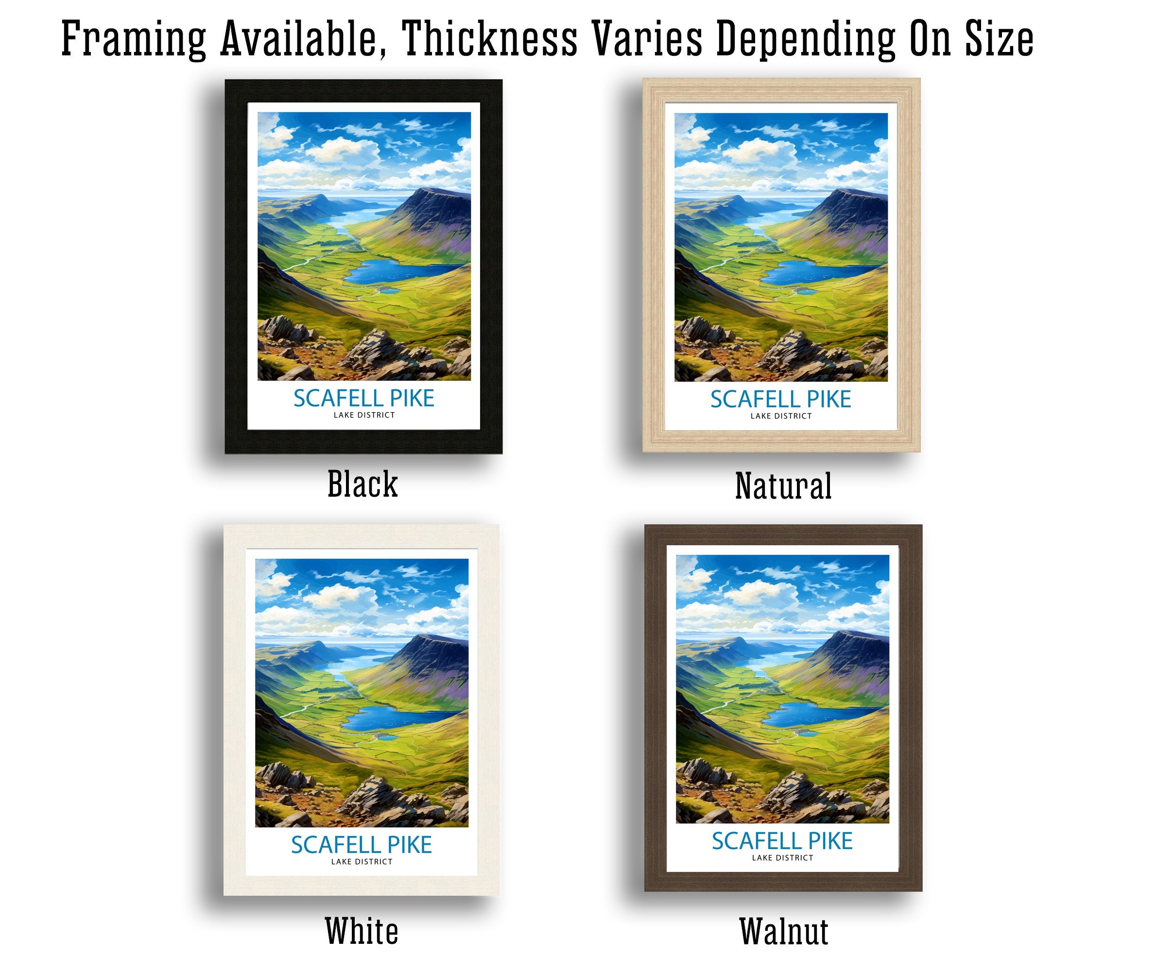 Scafell Pike Travel Print Lake District Wall Art Scafell Pike Illustration England Travel Poster Gift for Hikers Mountain Wall Decor