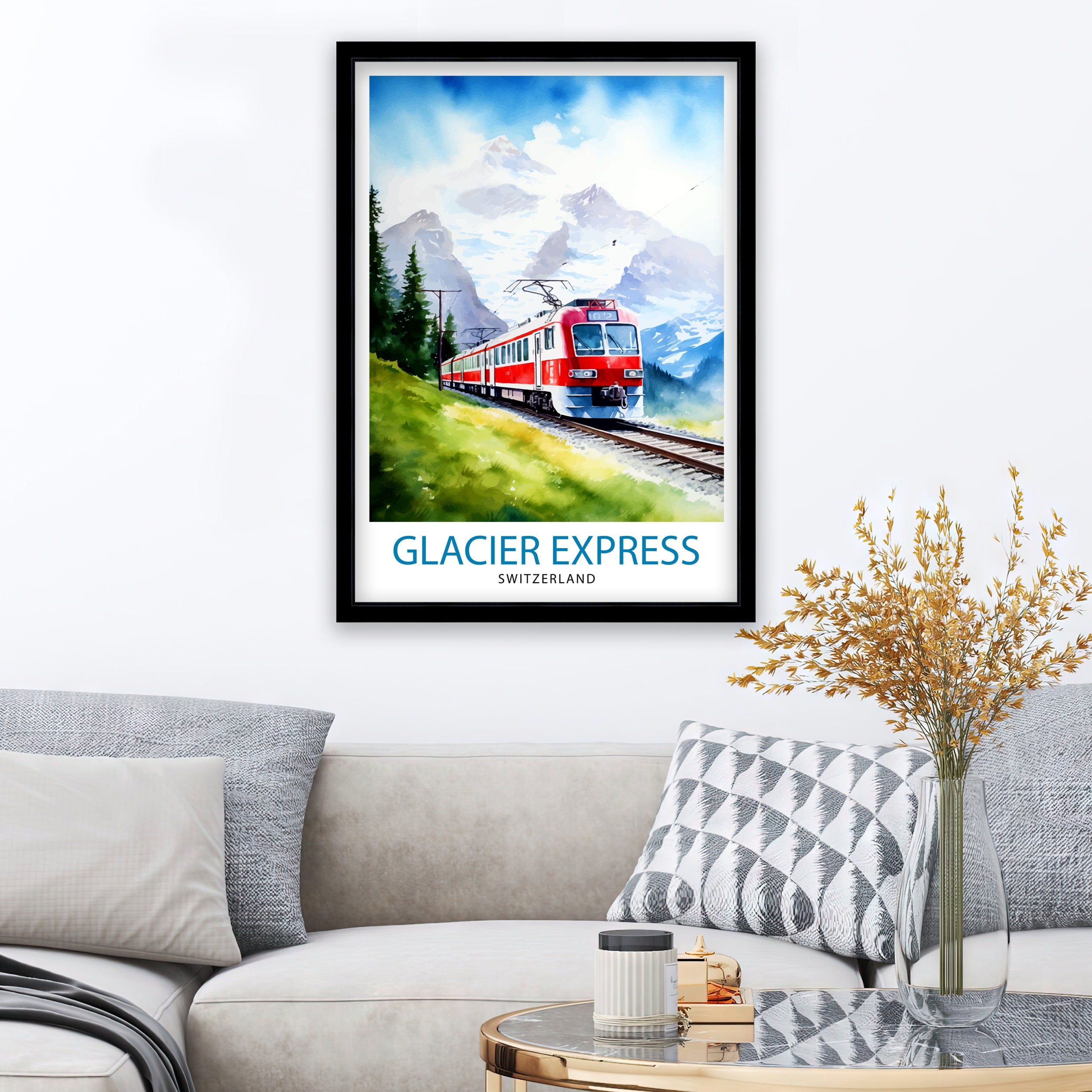 Glacier Express Switzerland Print Glacier Express Decor Glacier Express Poster Glacier Express Art Glacier Express Wall Art Gift for Train