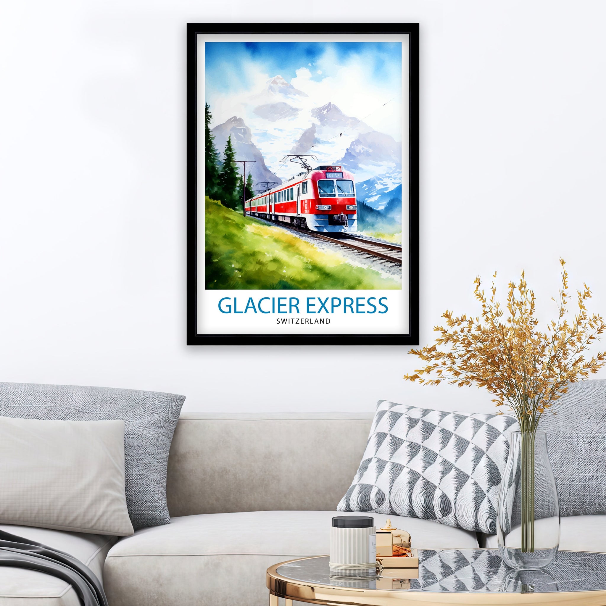 Glacier Express Switzerland Print Glacier Express Decor Glacier Express Poster Glacier Express Art Glacier Express Wall Art Gift for Train
