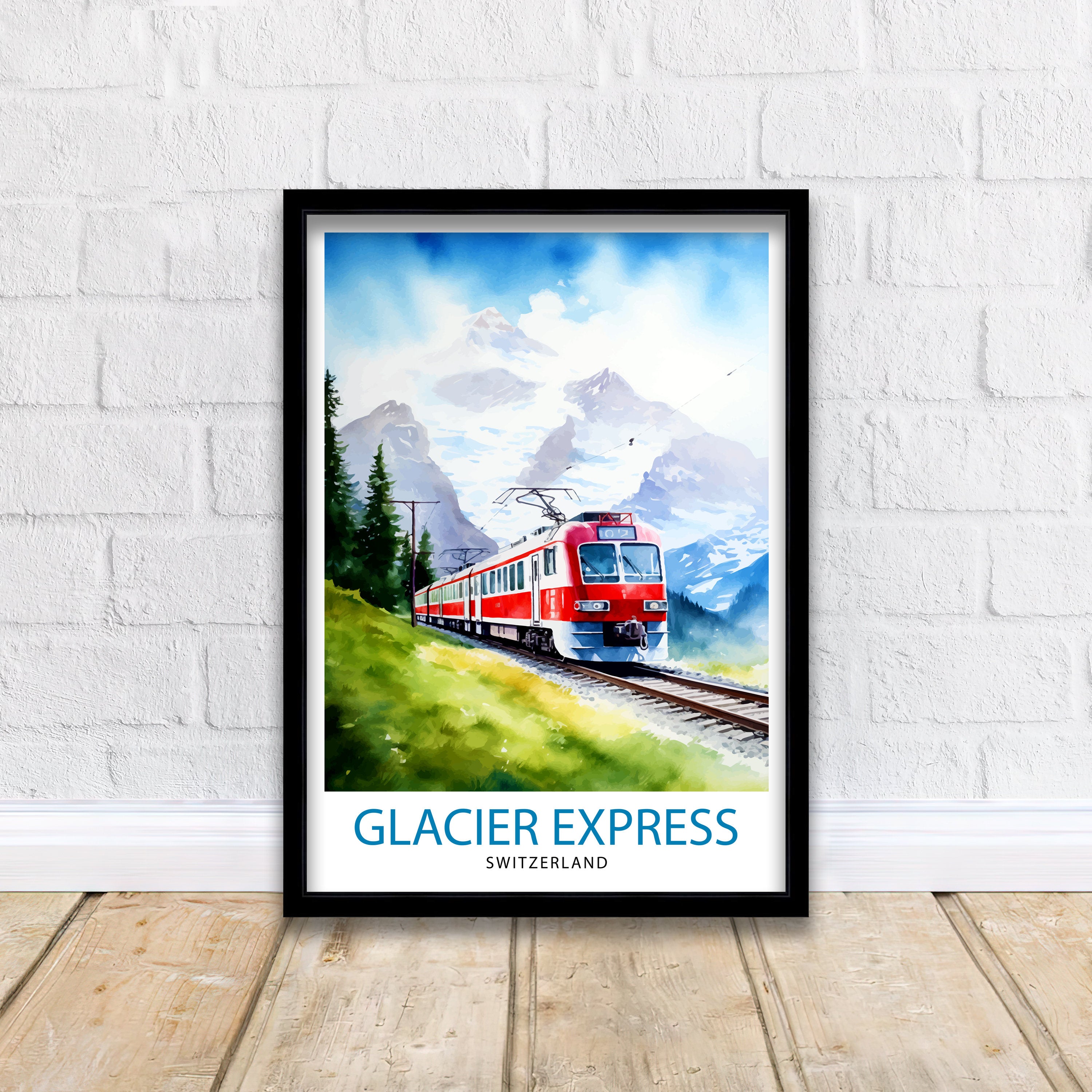 Glacier Express Switzerland Print Glacier Express Decor Glacier Express Poster Glacier Express Art Glacier Express Wall Art Gift for Train