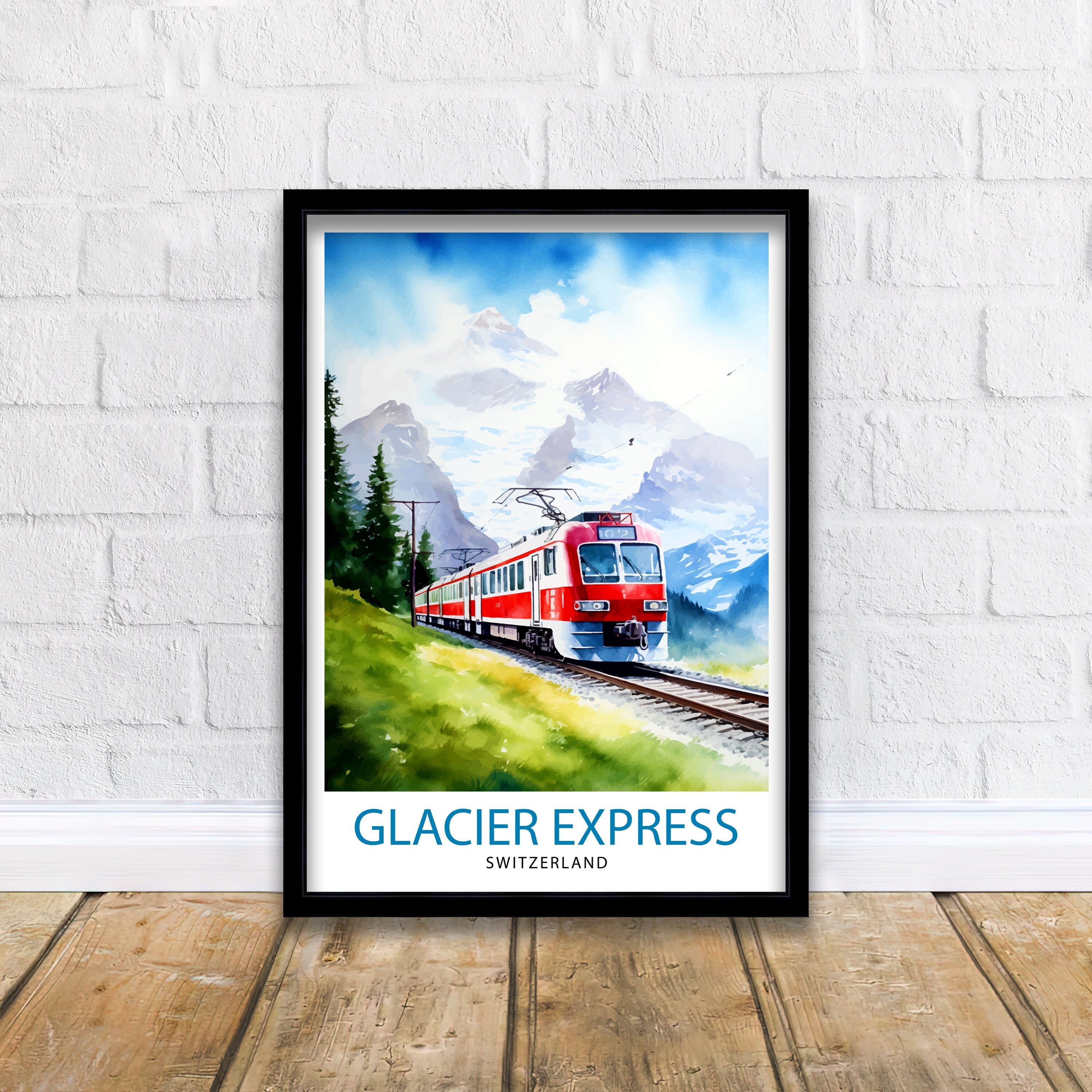 Glacier Express Switzerland Print Glacier Express Decor Glacier Express Poster Glacier Express Art Glacier Express Wall Art Gift for Train
