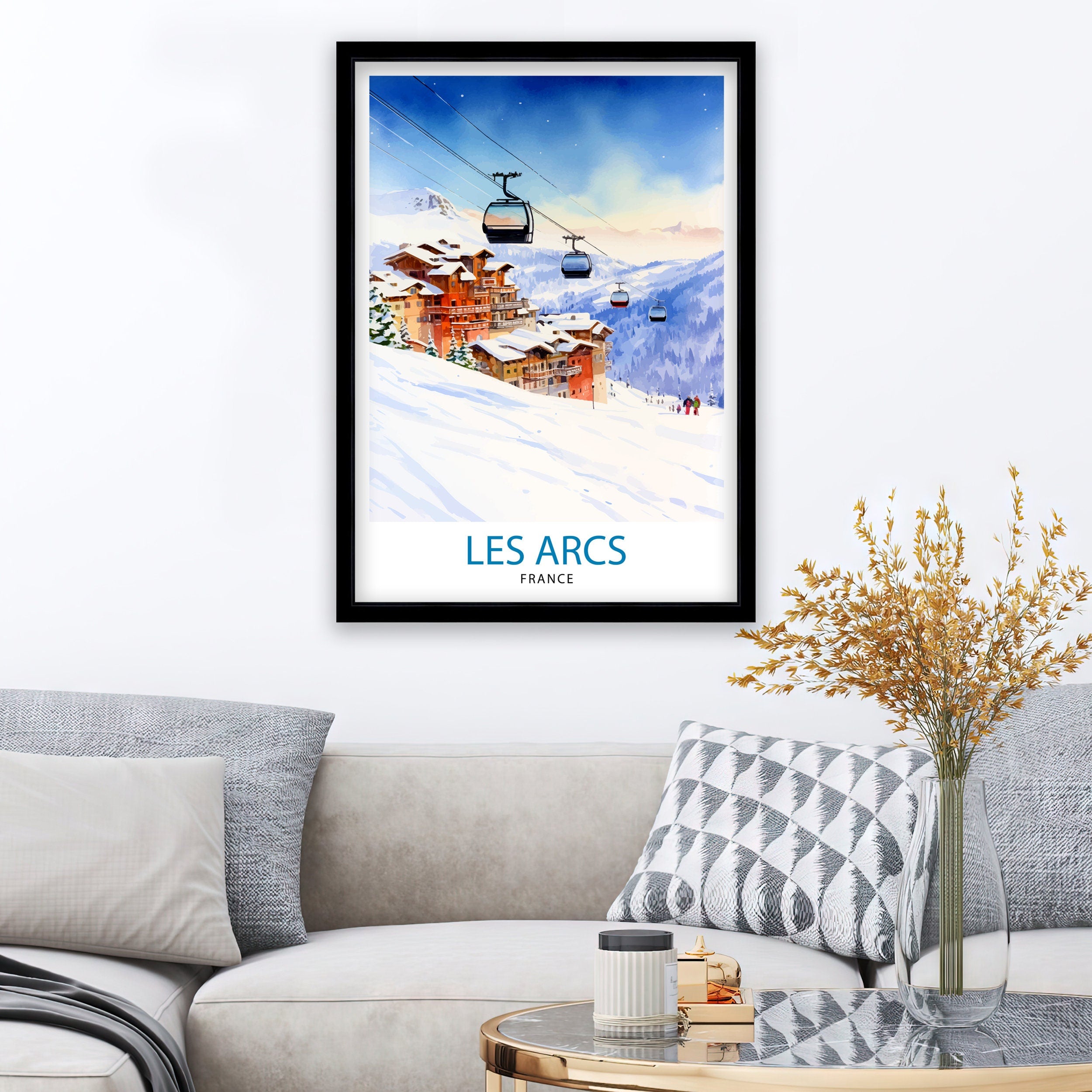 Les Arcs France Poster Les Arcs Decor Les Arcs Poster Les Arcs Art Les Arcs Wall Art Gift for Ski Lovers Les Arcs Home Decor