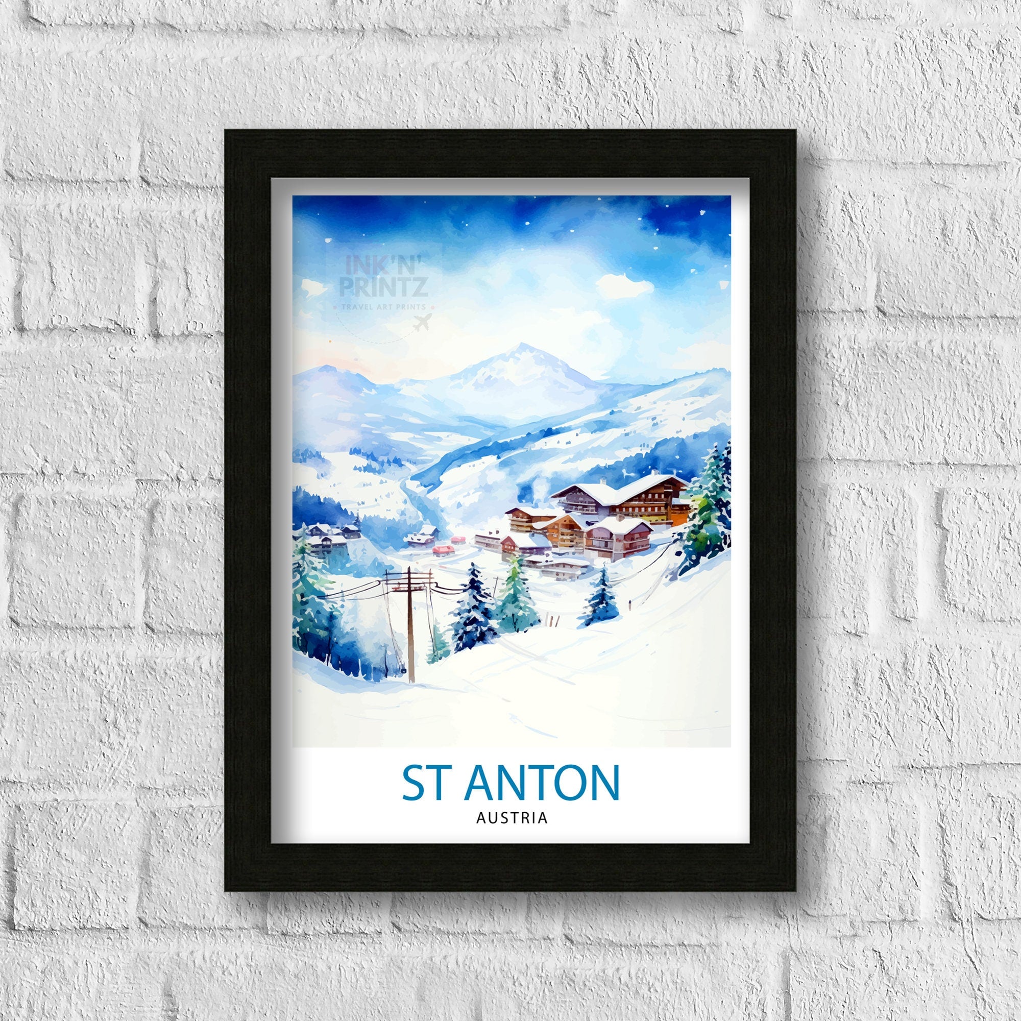 St Anton Austria Print St Anton Decor St Anton Poster St Anton Art St Anton Wall Art Gift for Ski Aficionados St Anton Home Decor