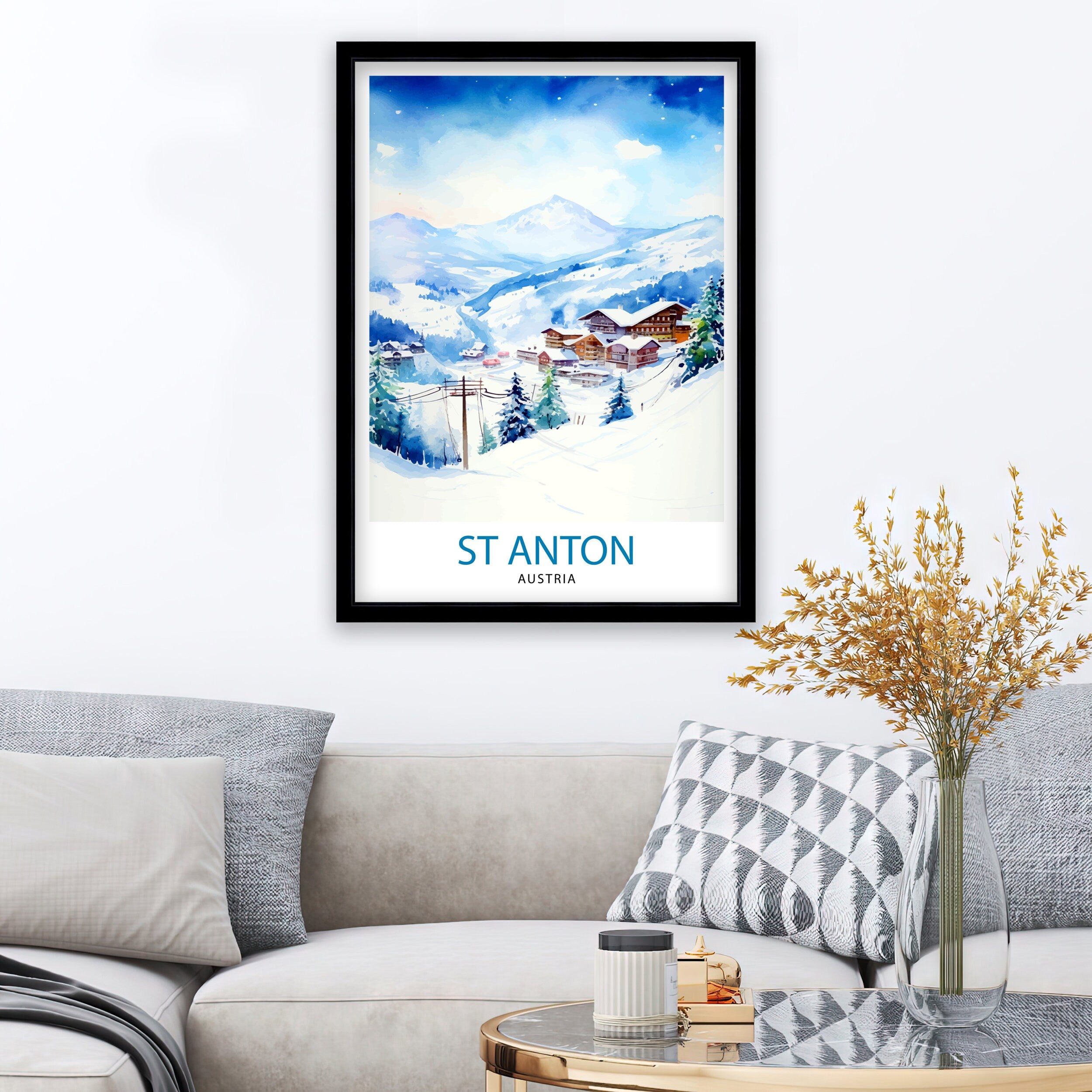 St Anton Austria Print St Anton Decor St Anton Poster St Anton Art St Anton Wall Art Gift for Ski Aficionados St Anton Home Decor
