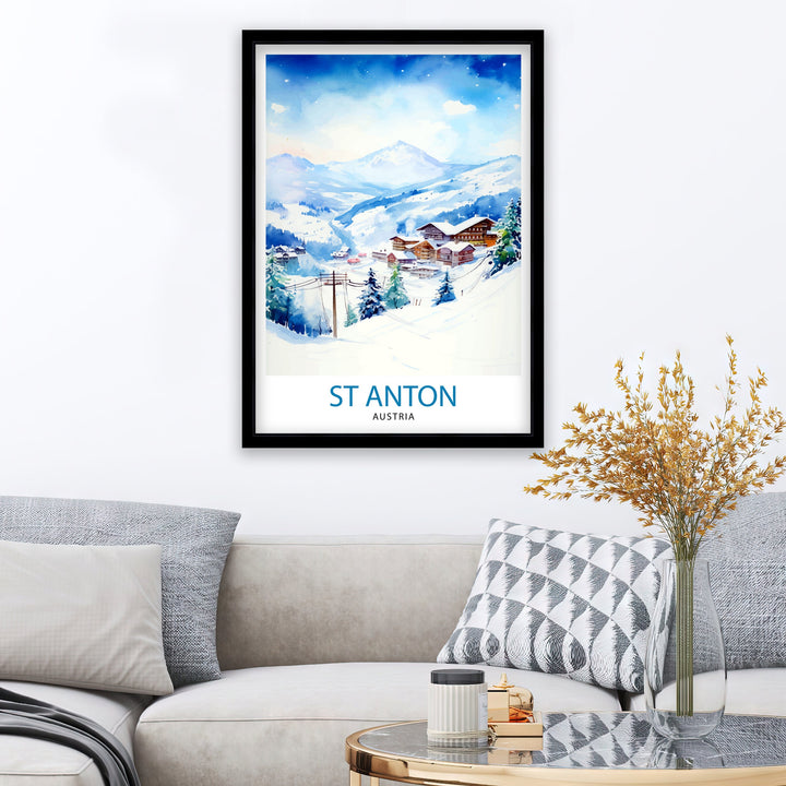 St Anton Austria Poster St Anton Decor St Anton Poster St Anton Art St Anton Wall Art Gift for Ski Aficionados St Anton Home Decor