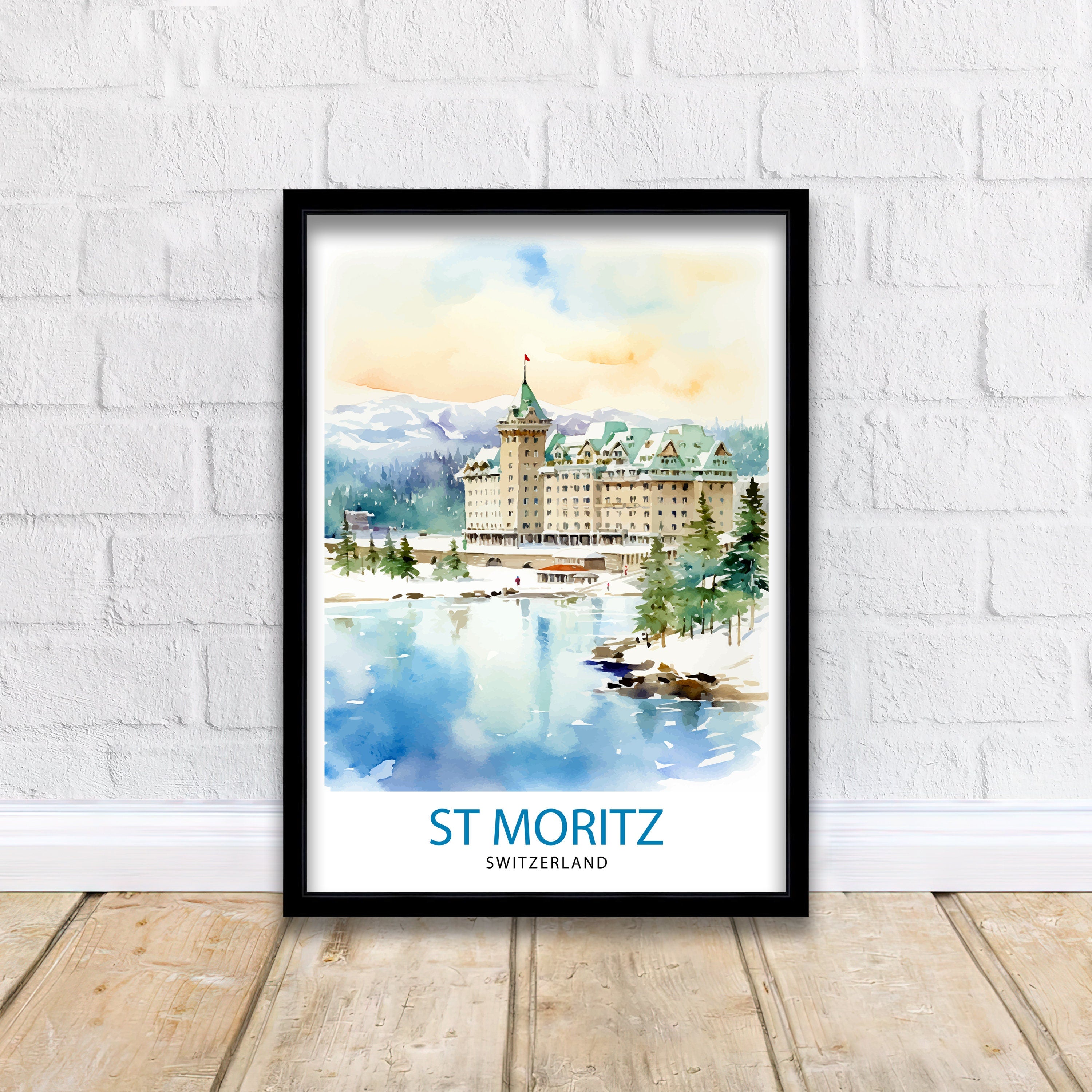 Saint Moritz Switzerland Print Saint Moritz Decor Saint Moritz Poster Saint Moritz Art Saint Moritz Wall Art Gift for Alpine Lovers Saint