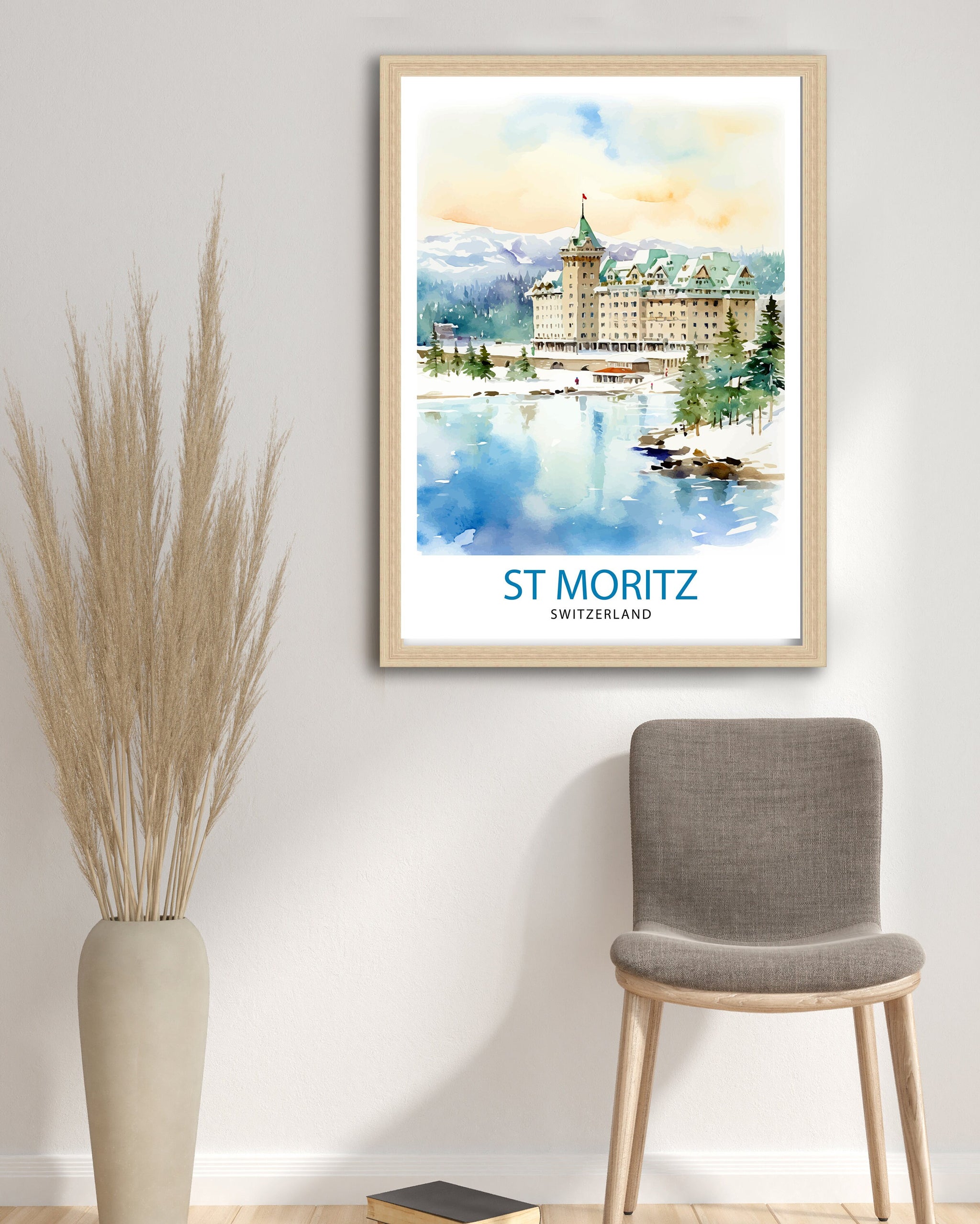 Saint Moritz Switzerland Print Saint Moritz Decor Saint Moritz Poster Saint Moritz Art Saint Moritz Wall Art Gift for Alpine Lovers Saint