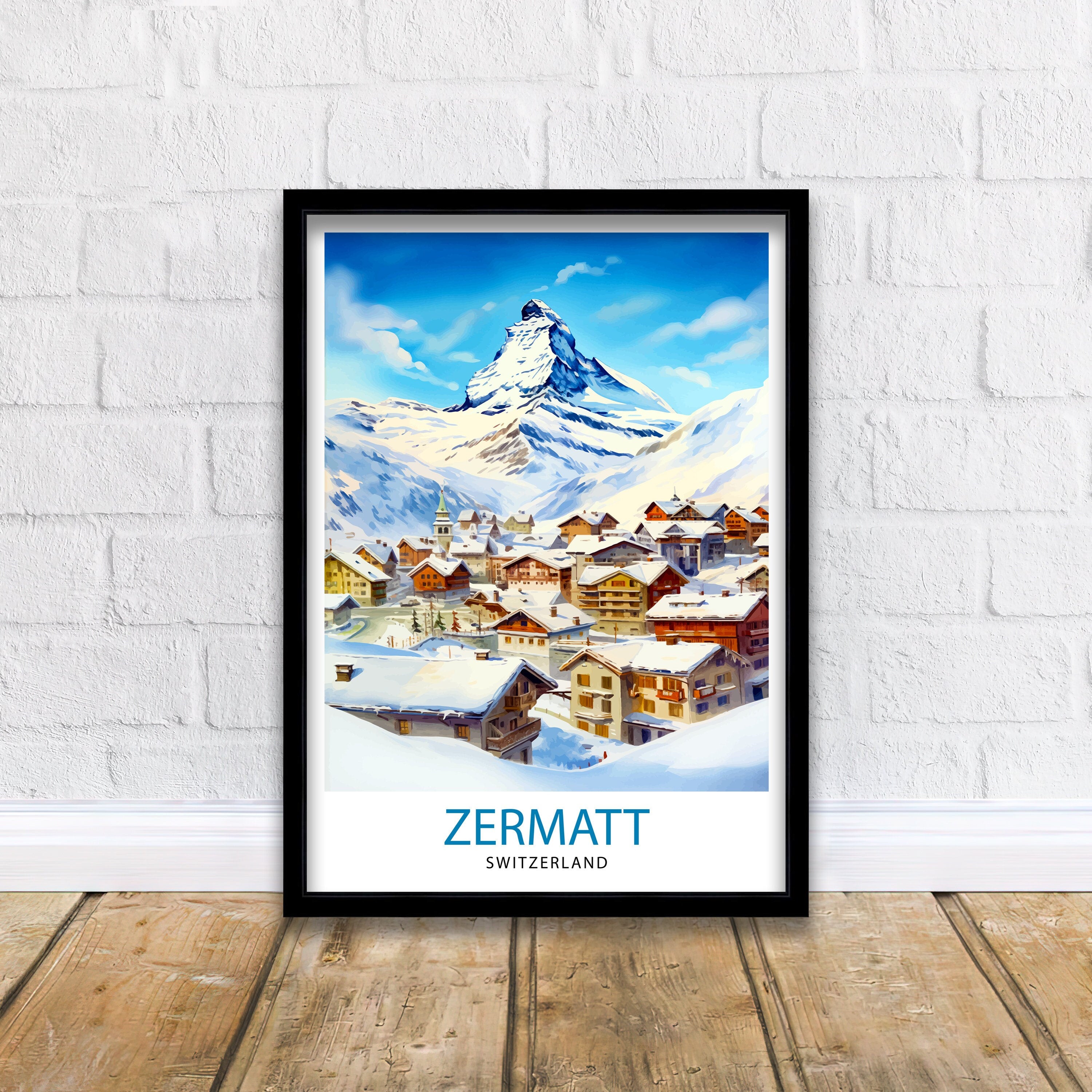 Zermatt Switzerland Print Zermatt Decor Zermatt Poster Zermatt Art Zermatt Wall Art Gift for Mountain Enthusiasts Zermatt Home Decor