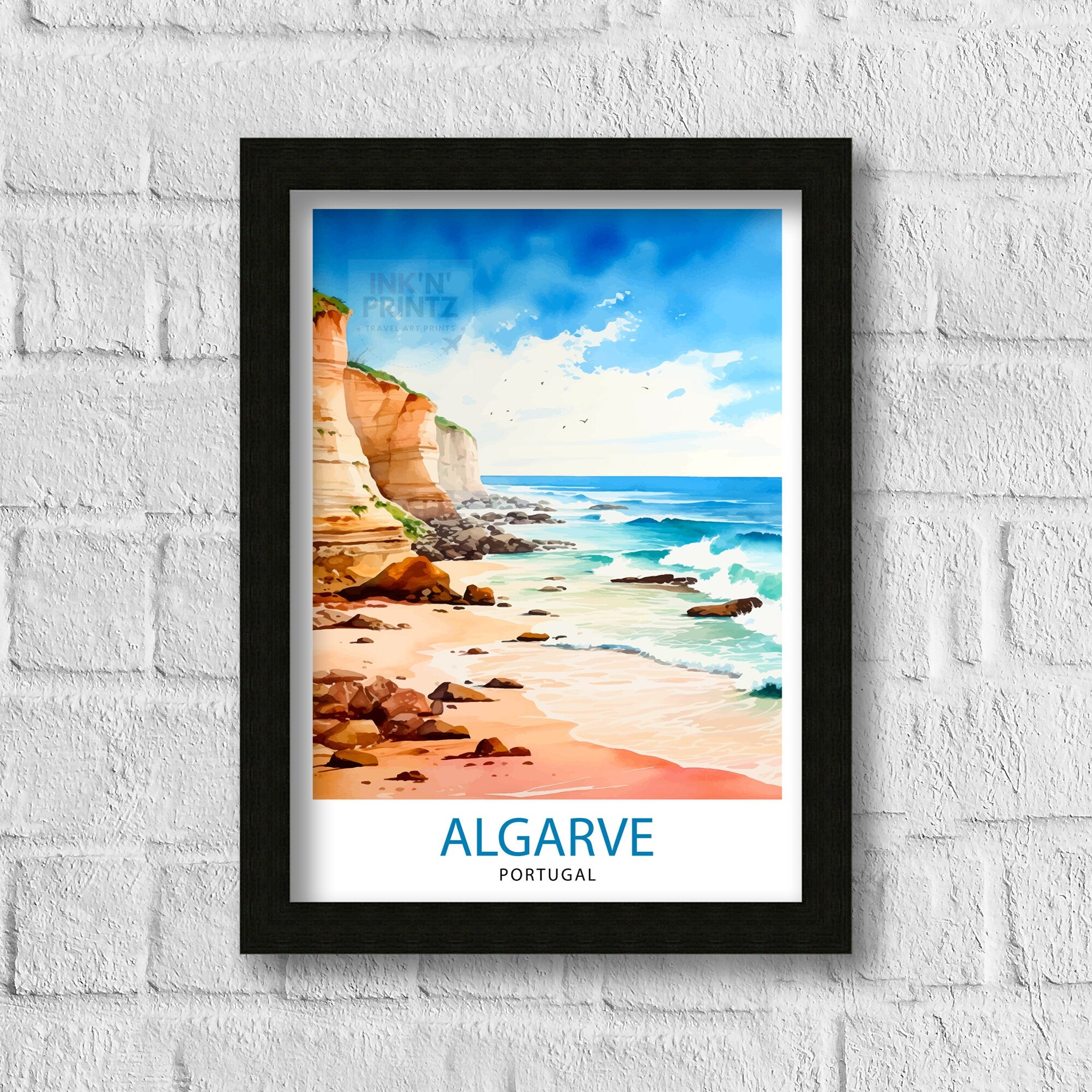 Algarve Portugal Travel Print Algarve Wall Decor Algarve Poster Portugal Travel Prints Algarve Art Print Algarve Illustration Algarve Wall