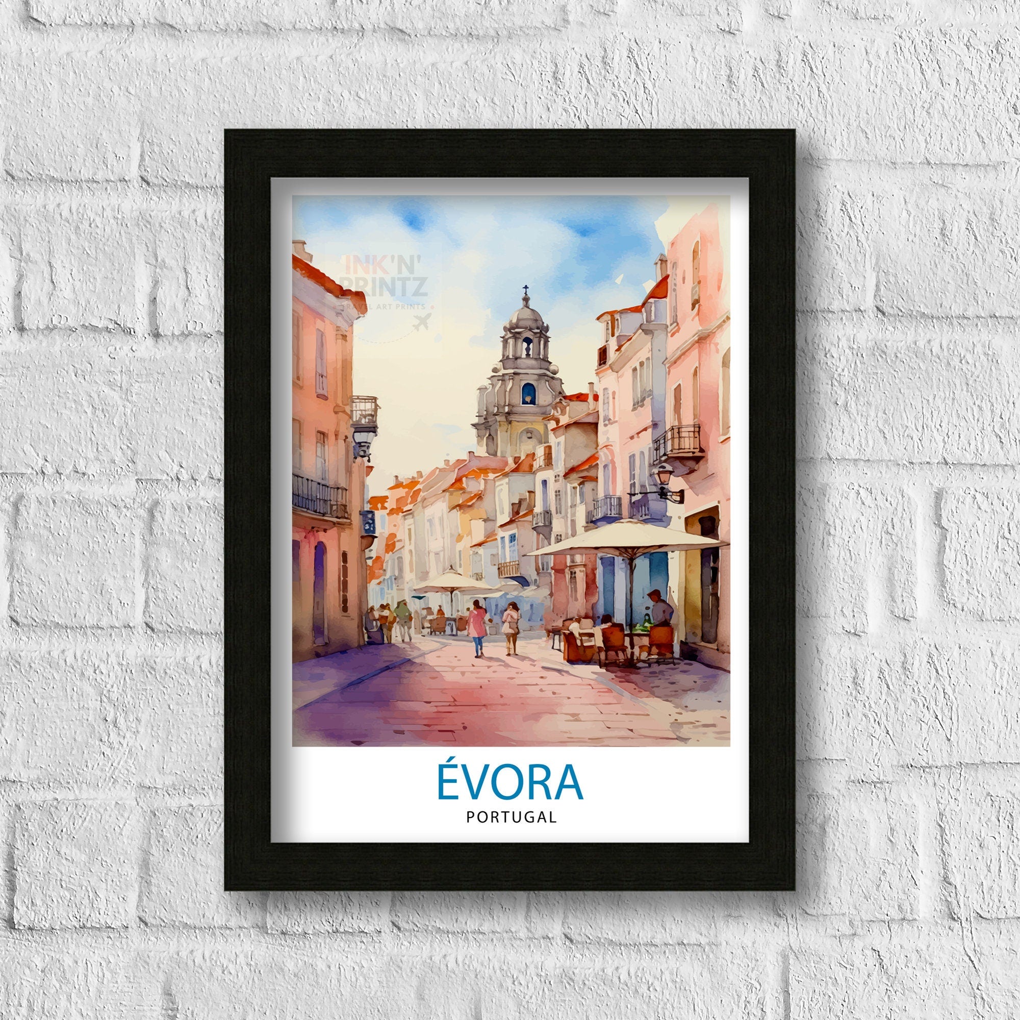 Evora Portugal Travel Print Evora Wall Decor Evora Poster Portugal Travel Prints Evora Art Print Evora Illustration Evora Wall Art