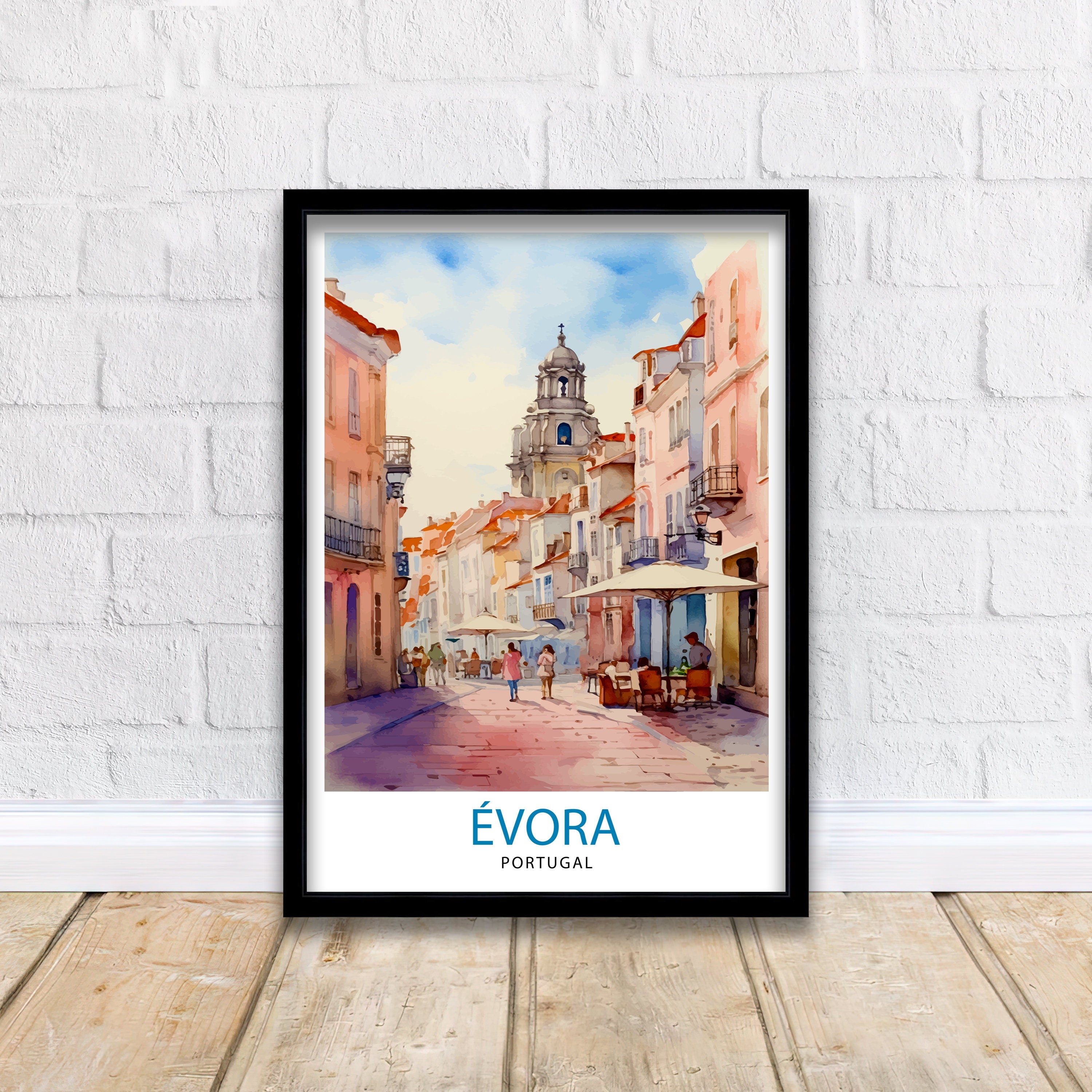 Evora Portugal Travel Print Evora Wall Decor Evora Poster Portugal Travel Prints Evora Art Print Evora Illustration Evora Wall Art