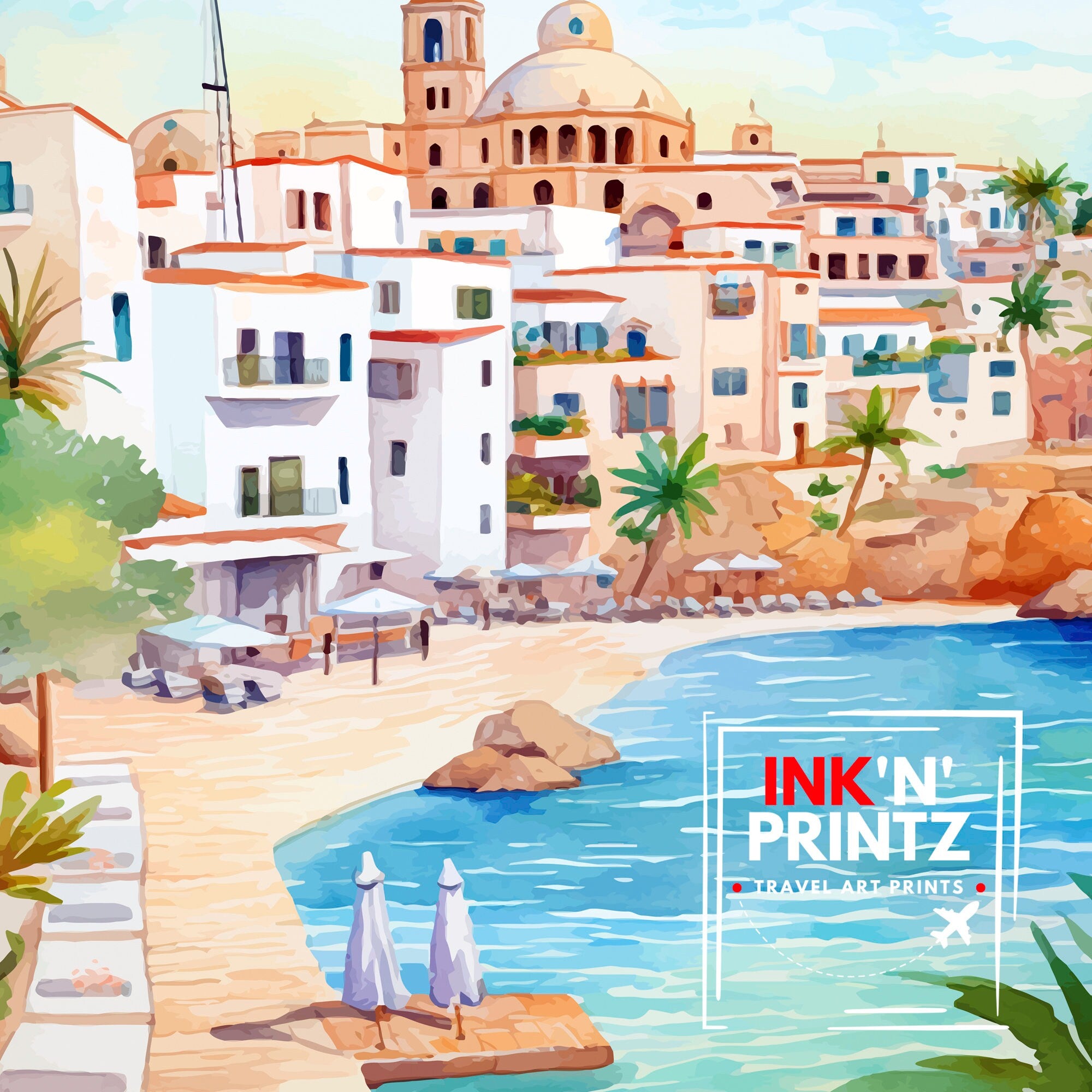 Ibiza Travel Print Ibiza Wall Art Ibiza Home Decor Ibiza Illustration Travel Poster Gift For Ibiza Lovers Spain Travel Print
