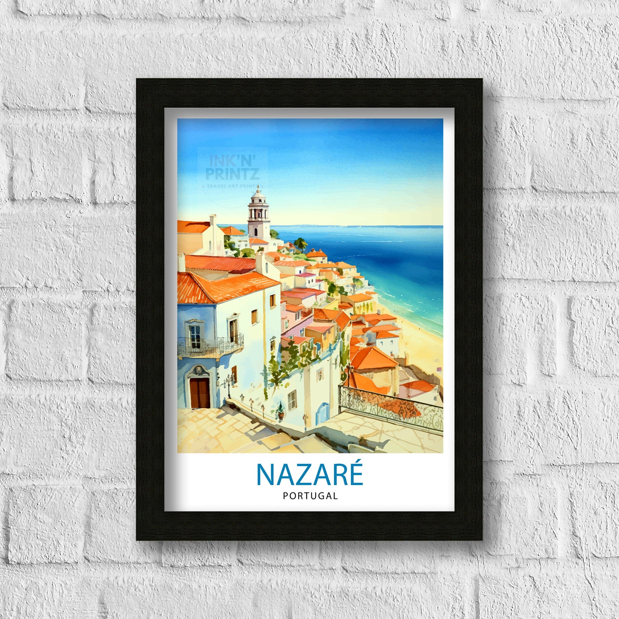 Nazare Portugal Travel Print Nazare Wall Decor Nazare Poster Portugal Travel Prints Nazare Art Print Nazare Illustration Nazare Wall Art