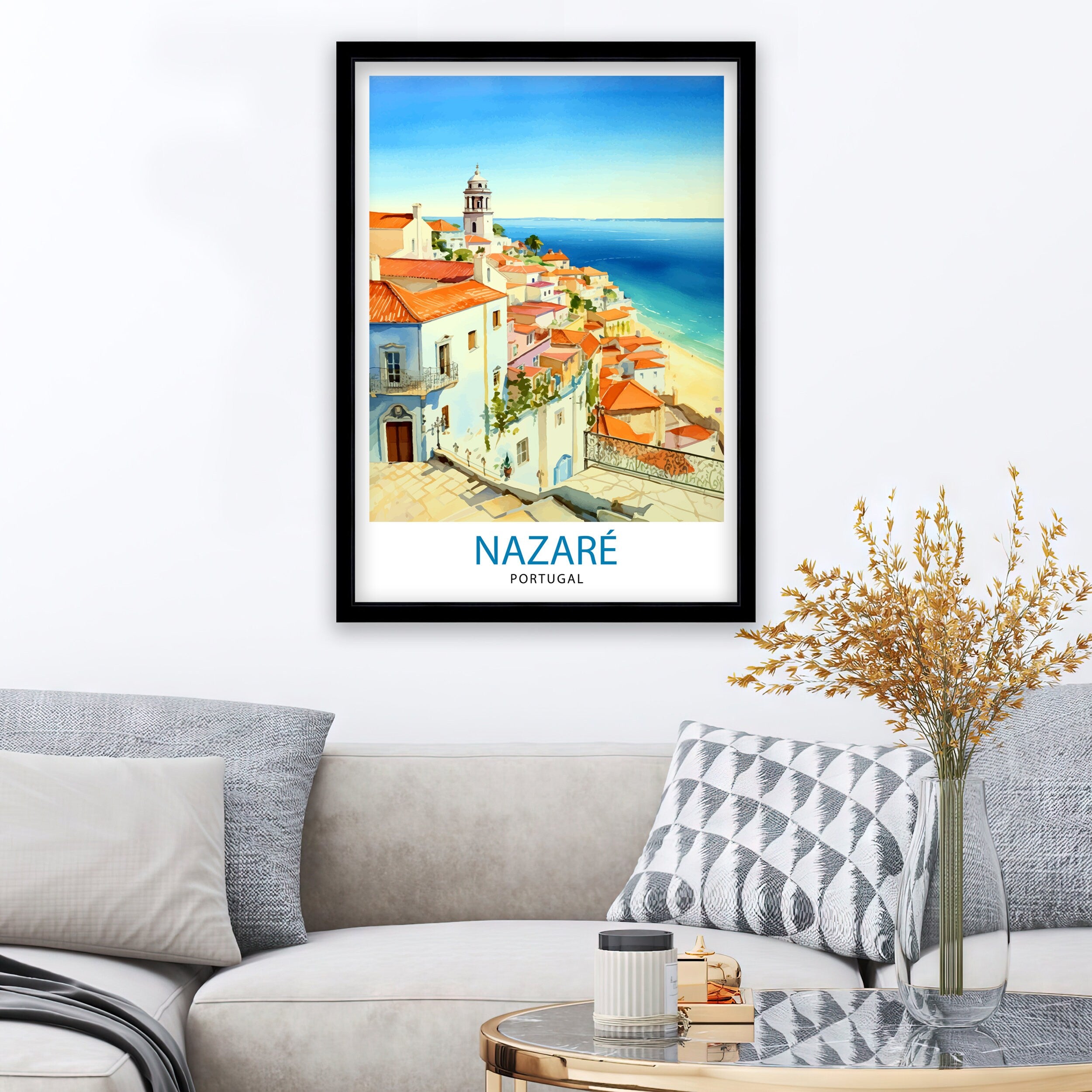 Nazare Portugal Travel Print Nazare Wall Decor Nazare Poster Portugal Travel Prints Nazare Art Print Nazare Illustration Nazare Wall Art