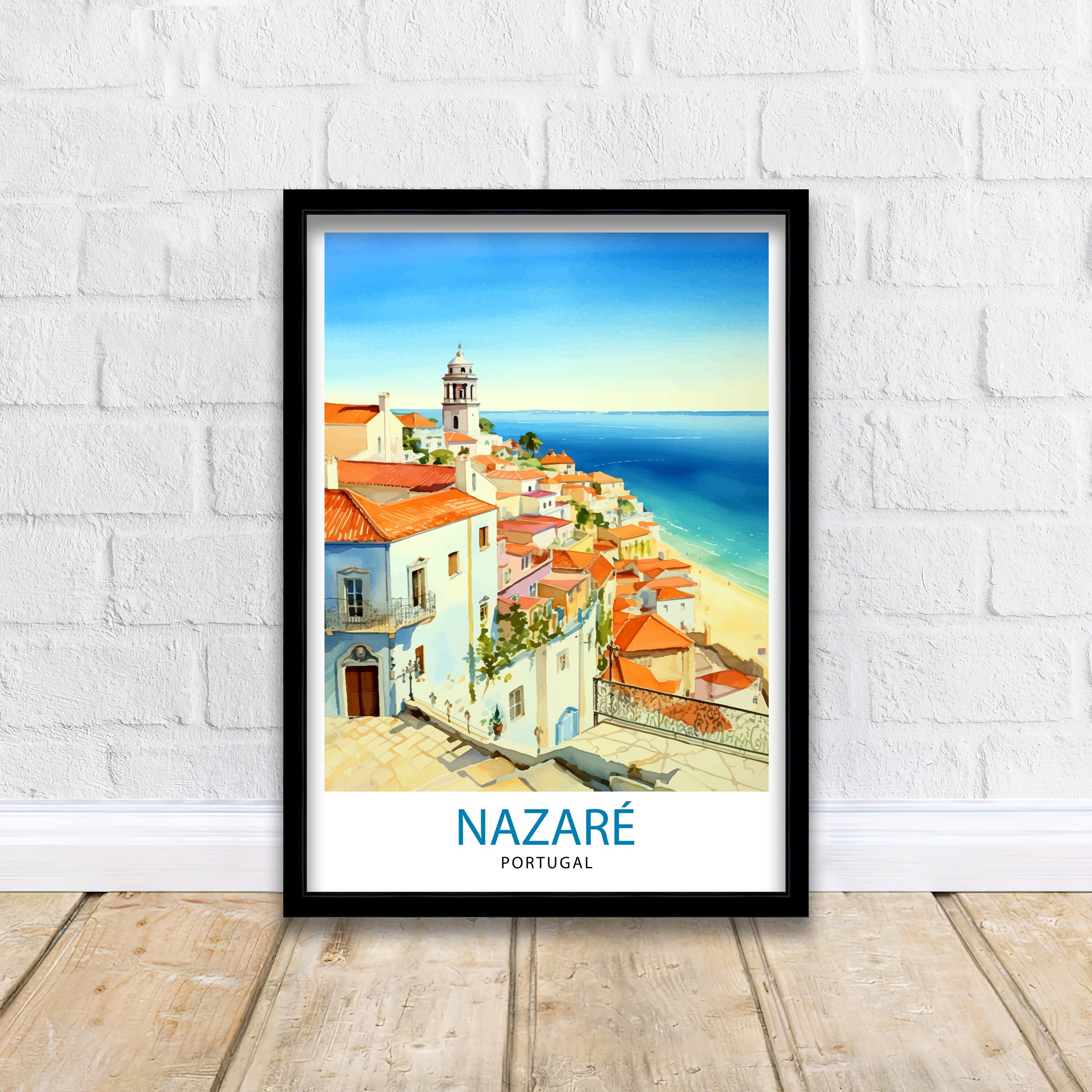 Nazare Portugal Travel Print Nazare Wall Decor Nazare Poster Portugal Travel Prints Nazare Art Print Nazare Illustration Nazare Wall Art