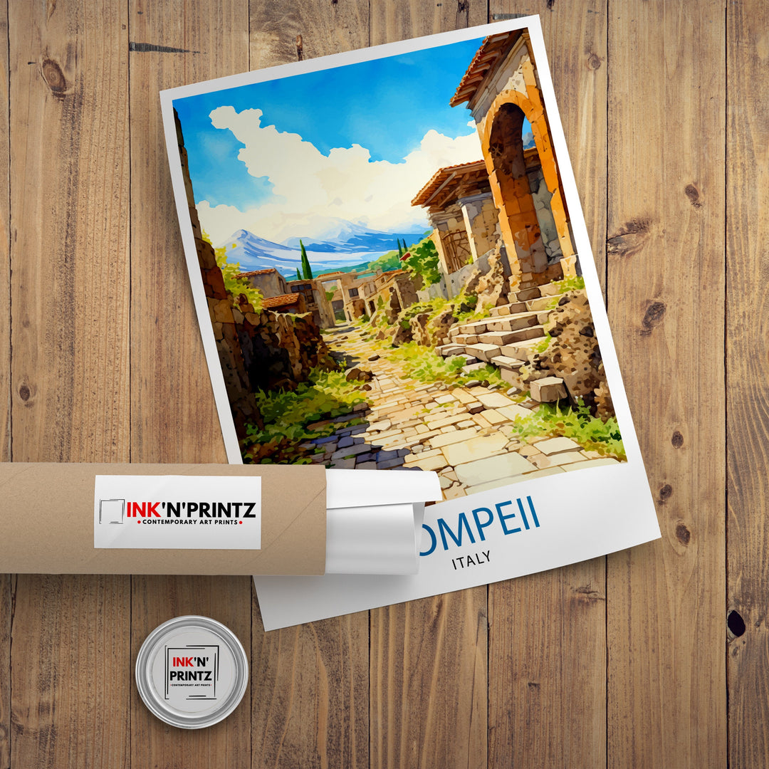 Pompeii Italy Travel Poster Pompeii