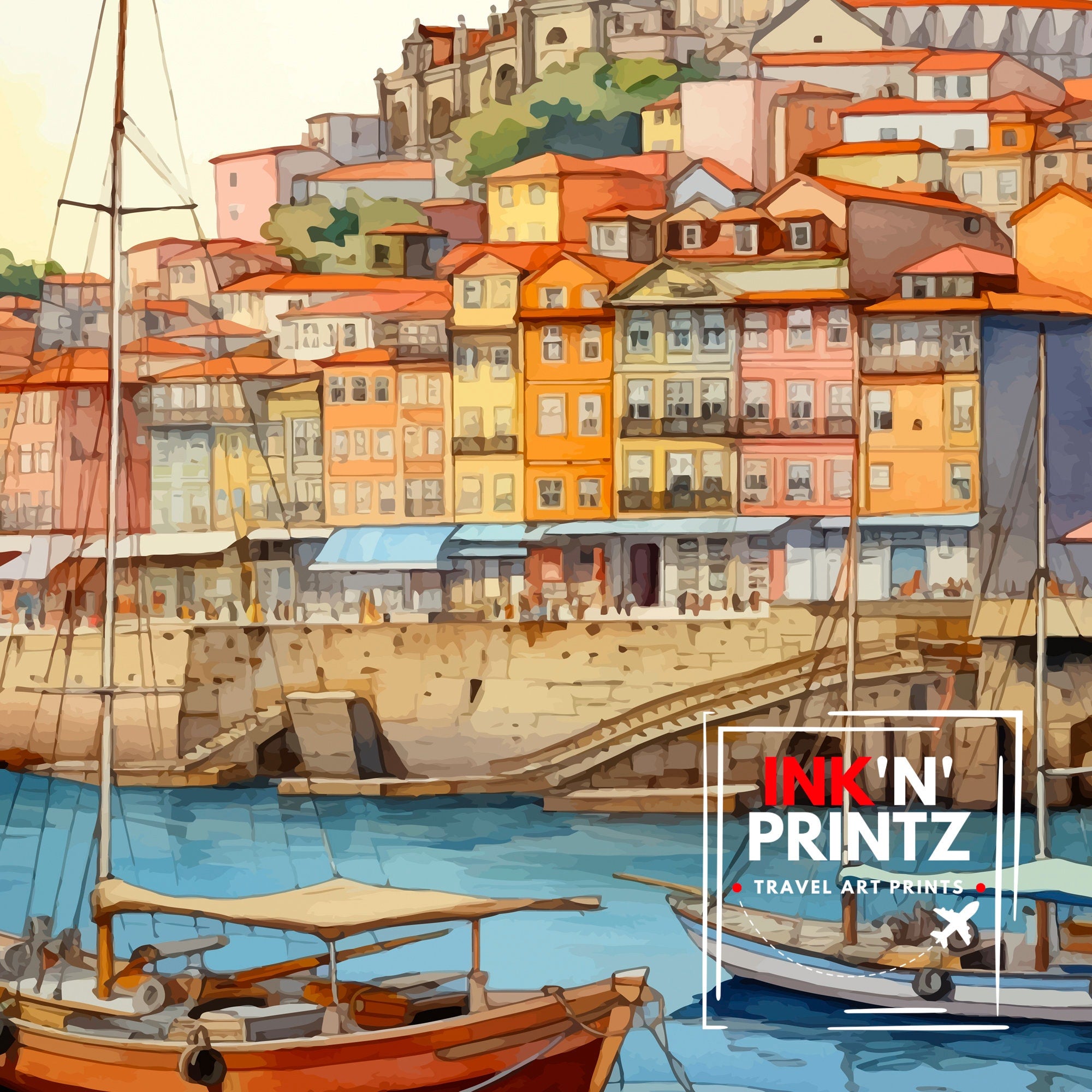 Porto Portugal Travel Print Porto Wall Decor Porto Poster Portugal Travel Prints Porto Art Print Porto Illustration Porto Wall Art
