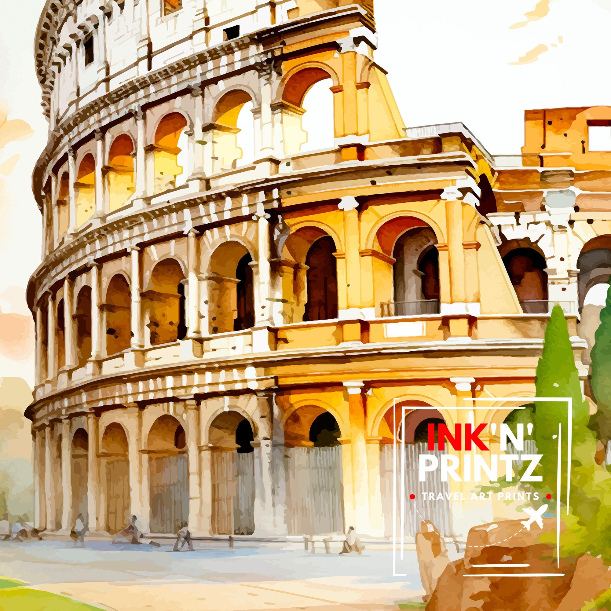 Rome Italy Travel Print Rome Wall Decor Rome Poster Italy Travel Prints Rome Art Print Rome Illustration Rome Wall Art Italy Print